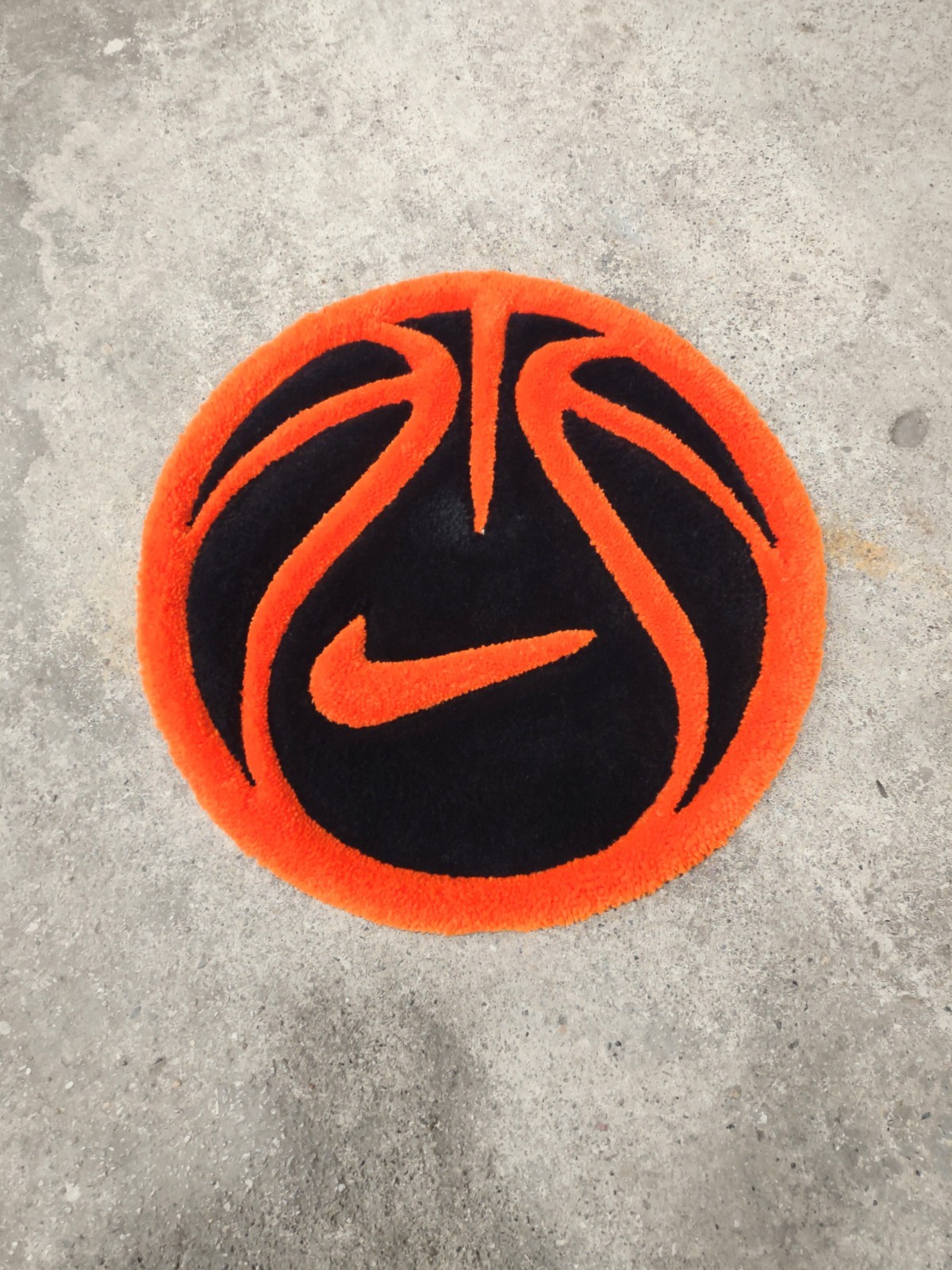Hand Tufted Nike Ball Rug. Made In The USA From Premium Acrylic Yarn 14.5″