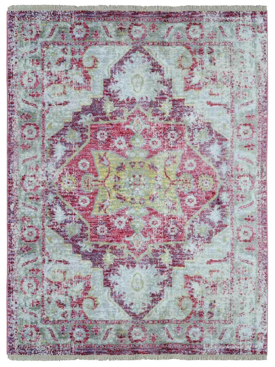 Machine Woven Cross Weave Polyester Area Rug Oriental Pink BBH Homes BBM00073