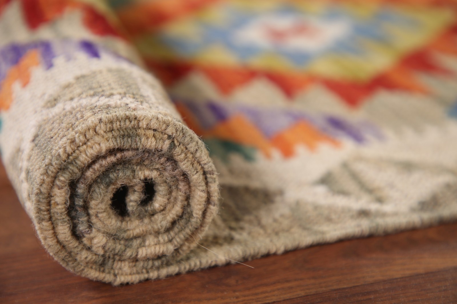 Geometric Wool Kilim Oriental Rug 4×6 South-western Flat-Weave Reversible Carpet
