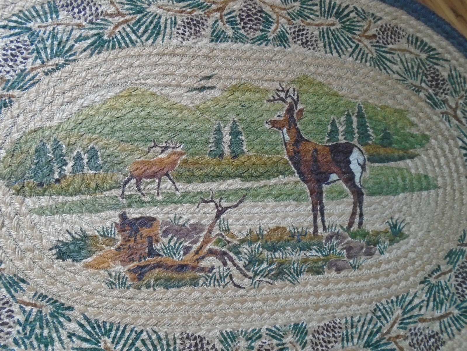 Whitetail Deer Cabin Capitol Earth rugs braided Jute 20×30 eco friendly Fiber