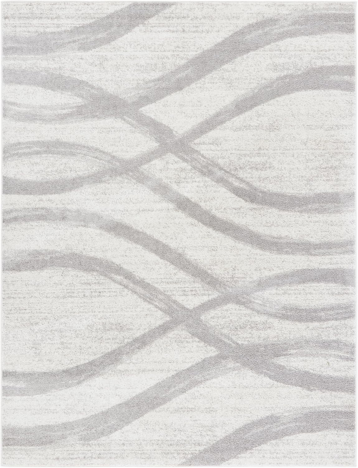 Chic Stain Resistant Area Rug 8×10 – Cream & Grey, Ideal for Living Spaces