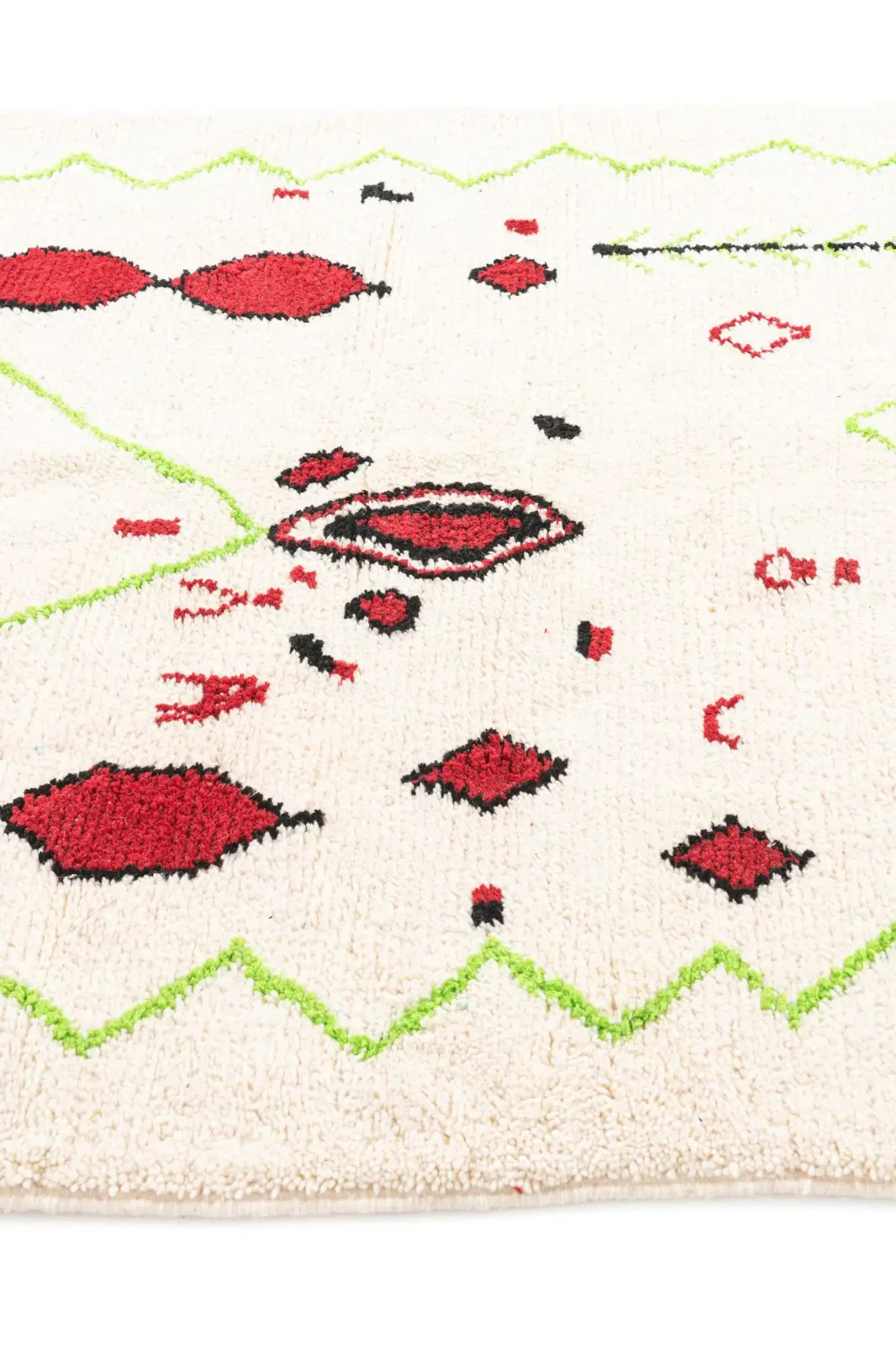 Modern Design Moroccan Rug Color Black, Red, Green Handmade Carpet Rug