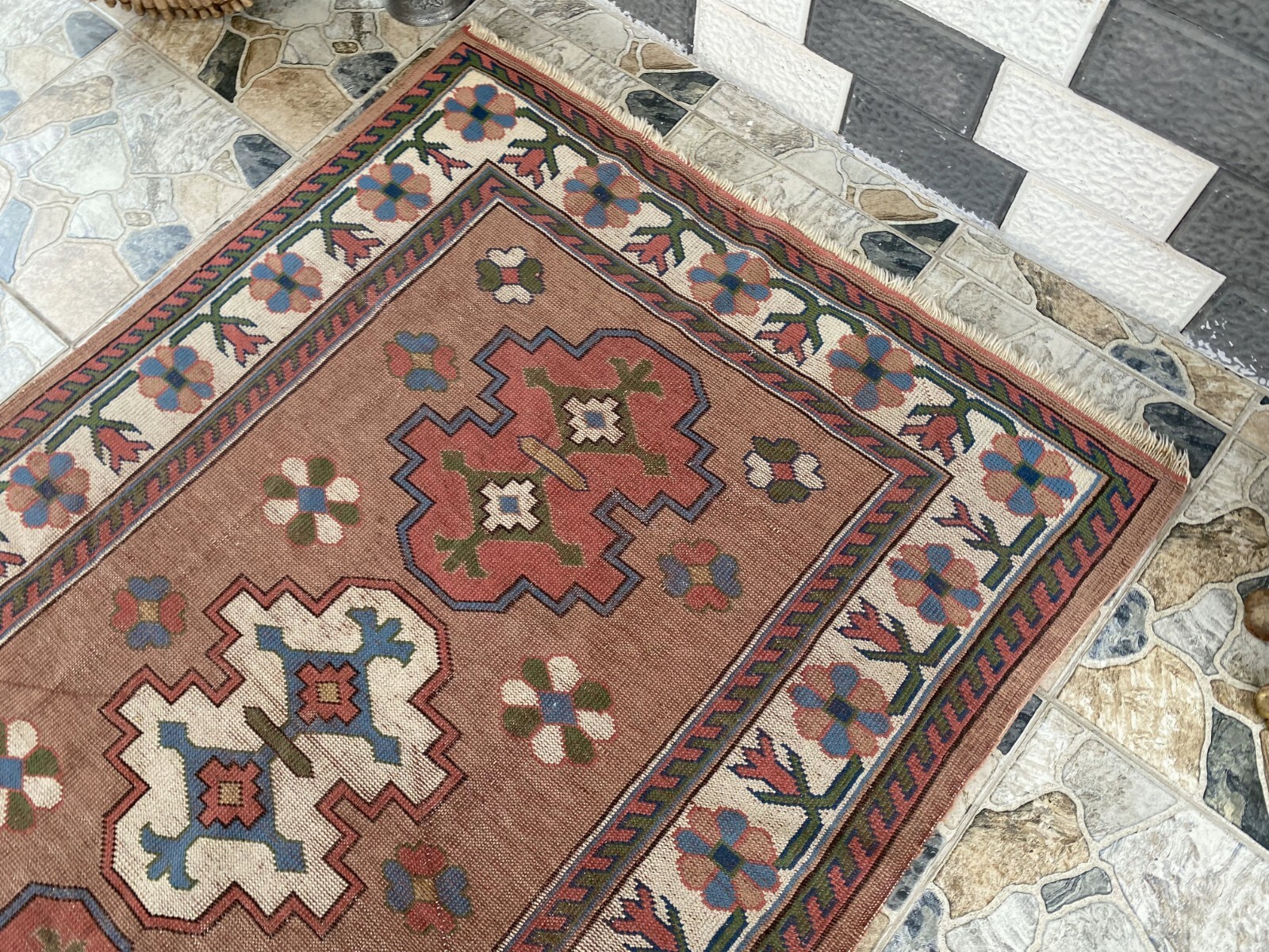 Turkish Kurdish Vintage Rug | 4.3 x 6.5 ft | Handwoven Anatolian Tribal Geometri