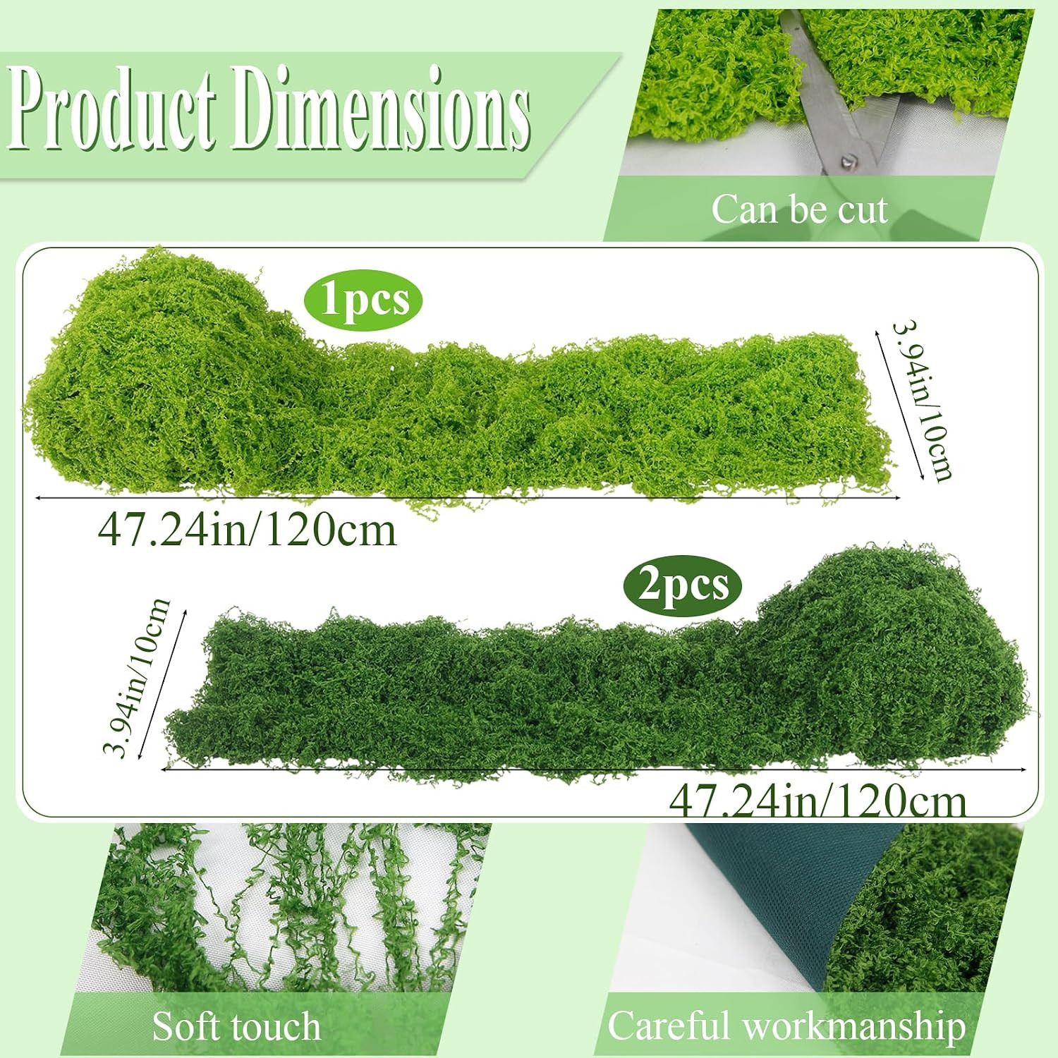 Fake Moss Rug Multicolor 4″ X 47″ Faux Moss for Table Runner Decorating Green Ar