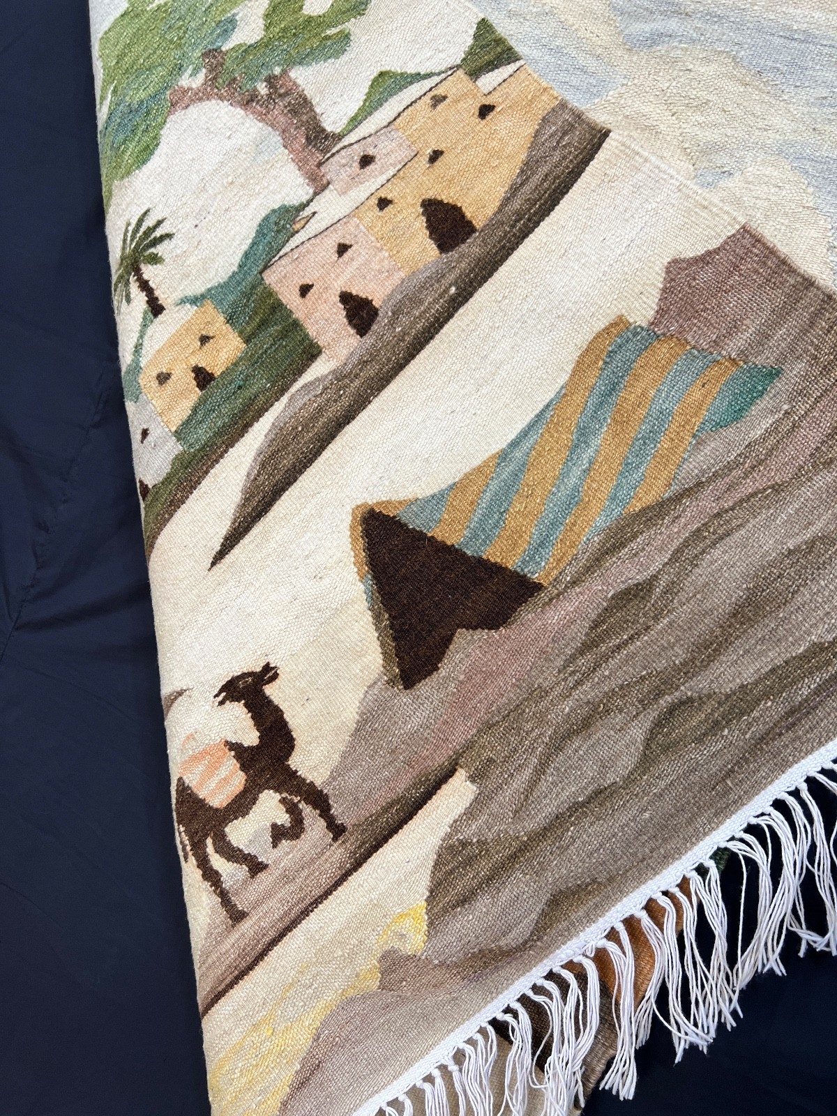 Vintage Tunisian Hand Woven Wool Rug Native Tribal Tapestry S108