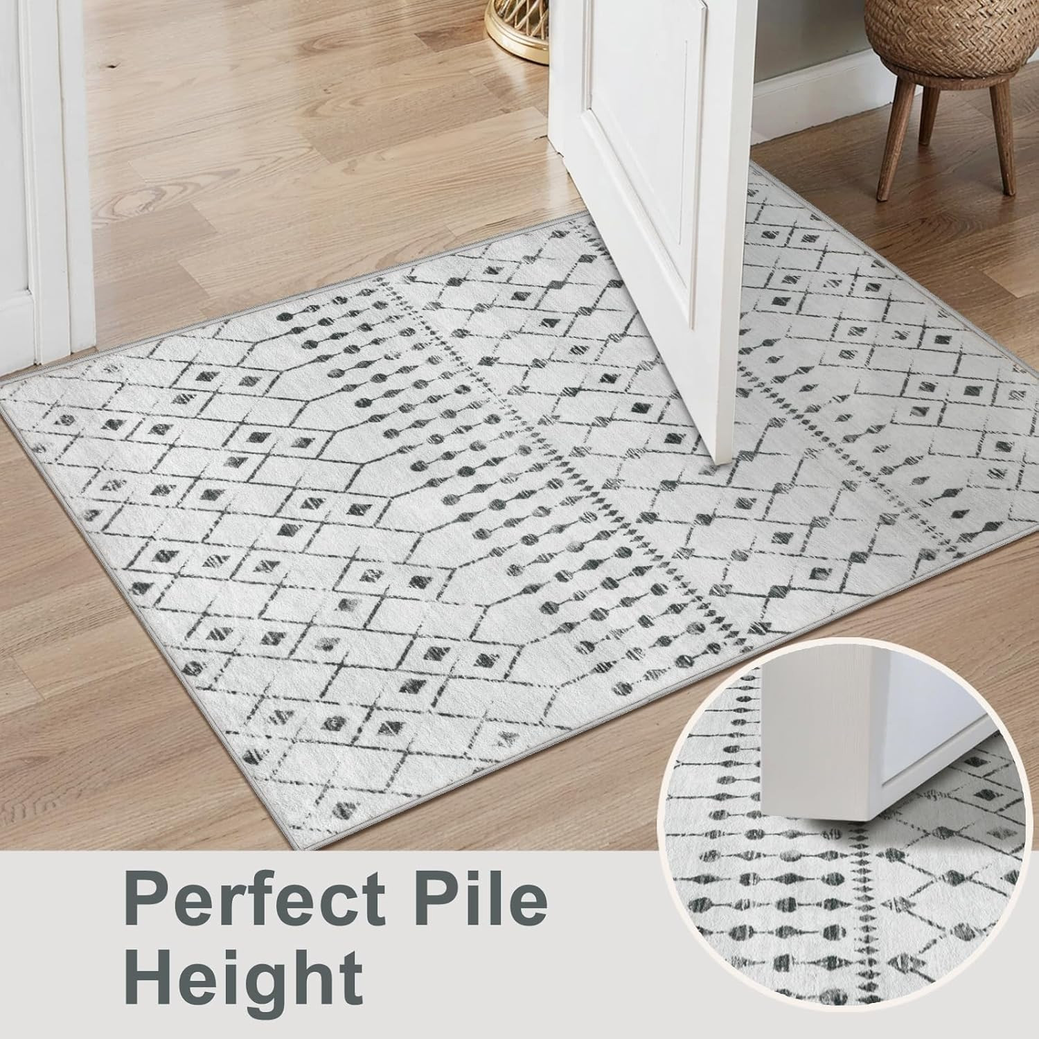 SERISSA 2×3 Washable Small Entry Rug Moroccan Geometric Distressed