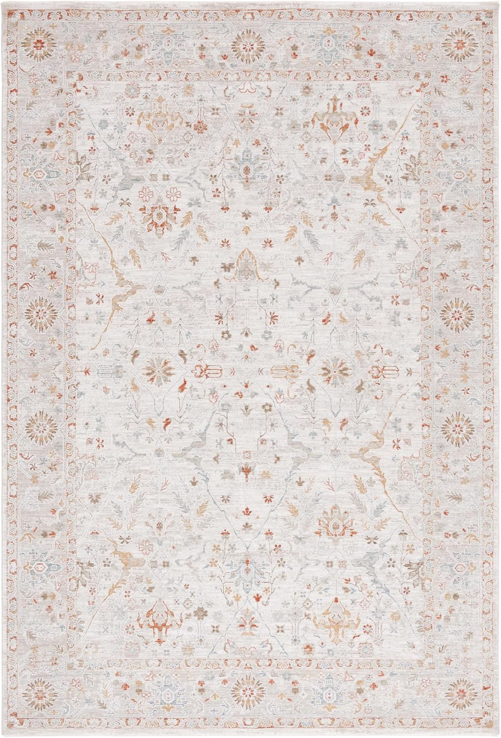 SAFAVIEH Culture Collection Area Rug – 9′ X 12′, Ivory & Blue Rust, Traditional