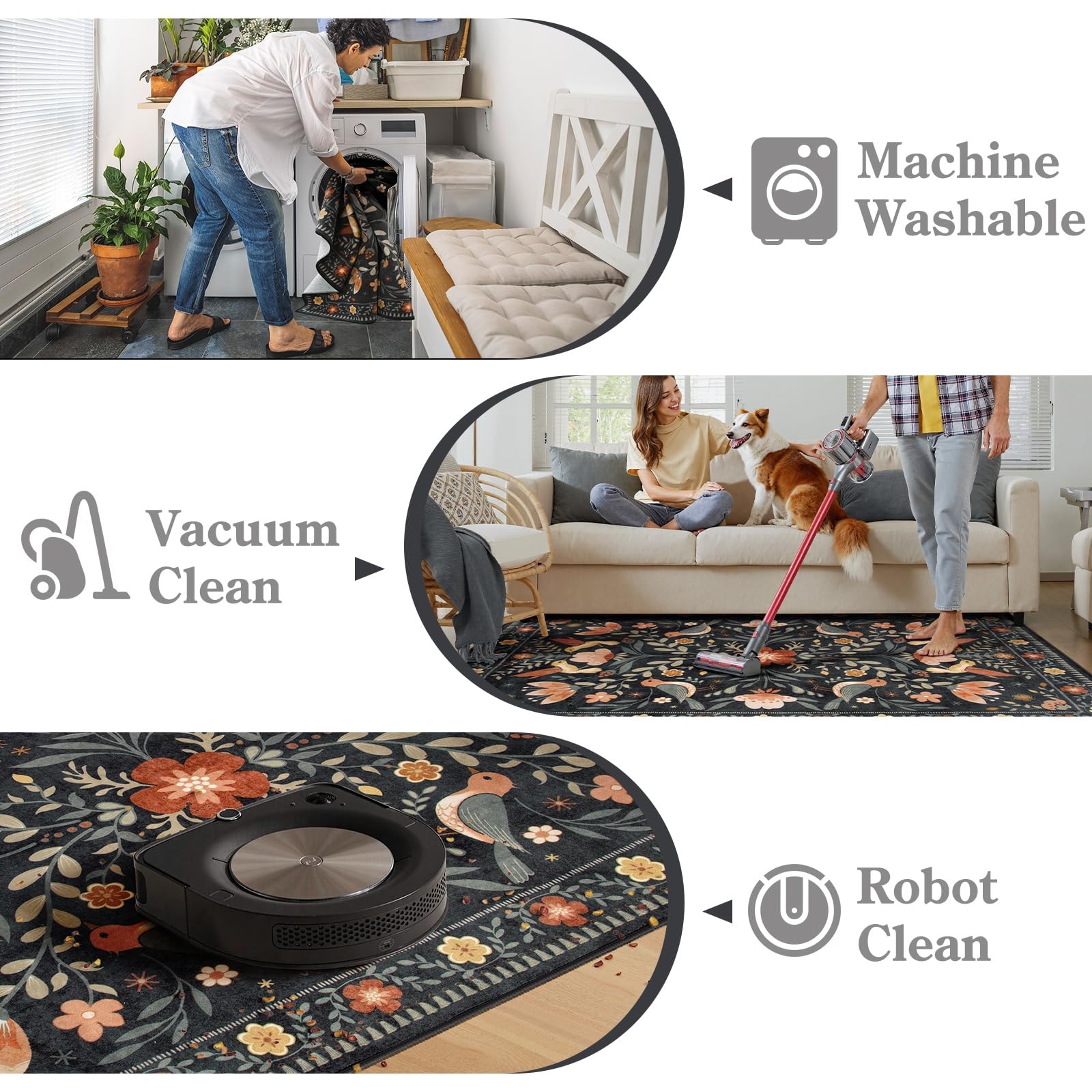 Moynesa 3×5 Entryway Rug Indoor, Modern Transitional Washable Non-Slip Low Pi…