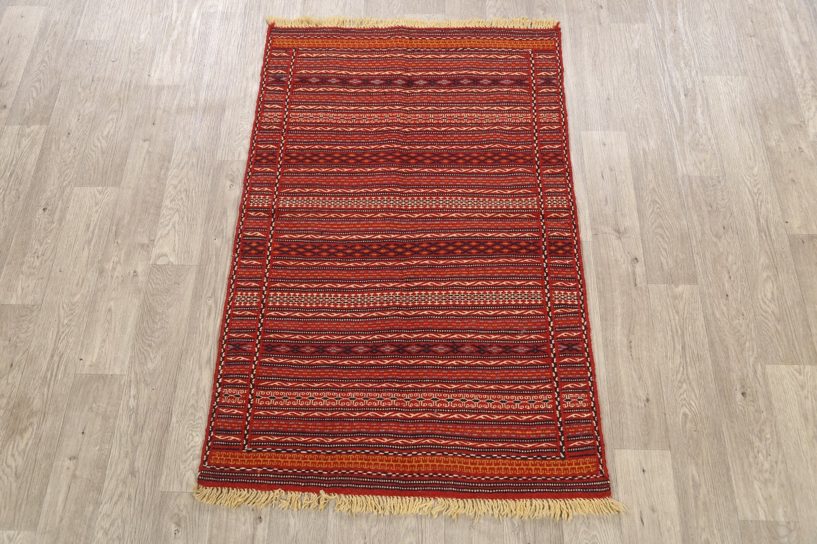 Traditional Tribal Striped Hand-woven Sumak Kilim Area Rug Oriental Carpet 3×5