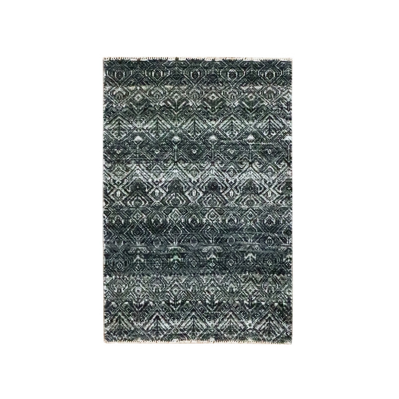 2′ x 3′ Gray Hand Knotted Kohinoor Herrita Repetitive Design Wool Mat Rug R76157