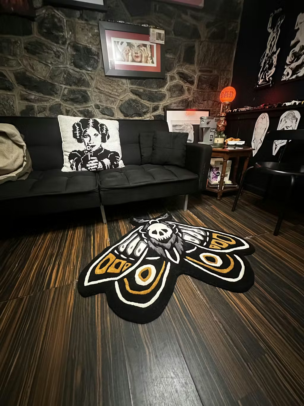 Death Moth Rug – Gothic Tattoo Decor – Inked Rugs