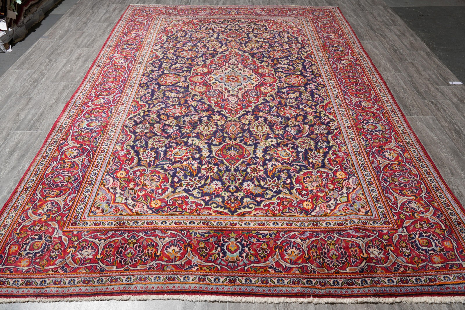 7.9 x 11.2 Authentic Perrsian Kashaan Rug Navy Blue #F-4124