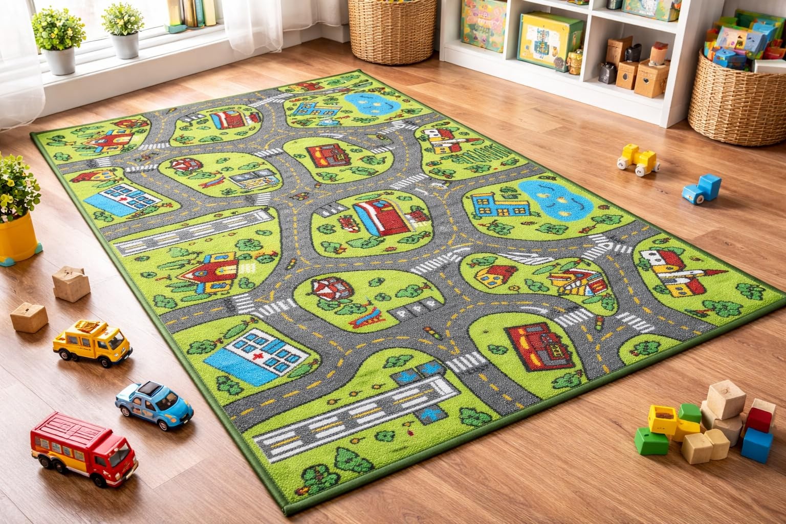 Kids Carpet Playmat Rug City Life Great for Playing with Cars and Toys – Play…
