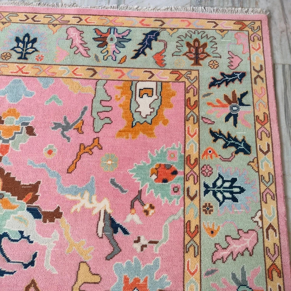 Exquisite Pink Rug, Oushak Rug, Turkish Hand-Knotted Rug home decor rug Area rug