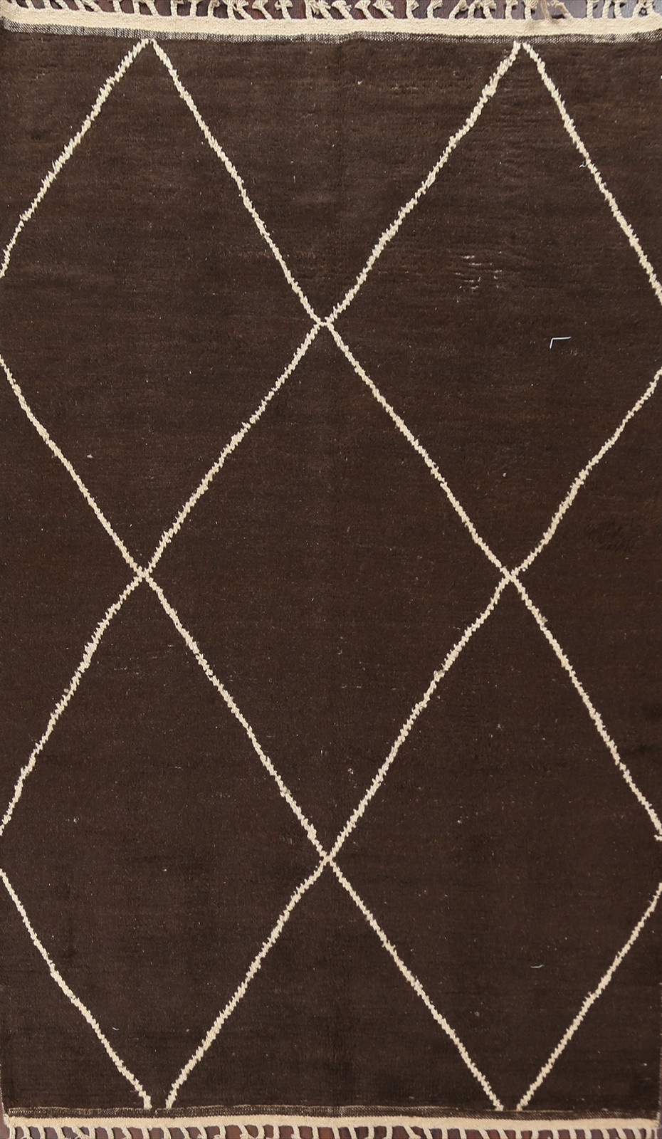 Trellis Moroccan Area Rug 5×10 Ft Handmade Brown Wool Rug Oriental Carpet