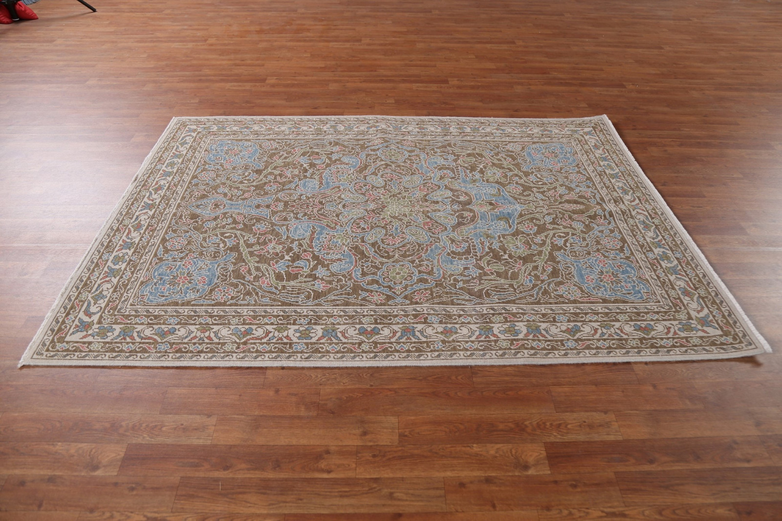 Brown/ Light Blue Wool Oushak Oriental Area Rug Turkish Hand-made Carpet 5×7