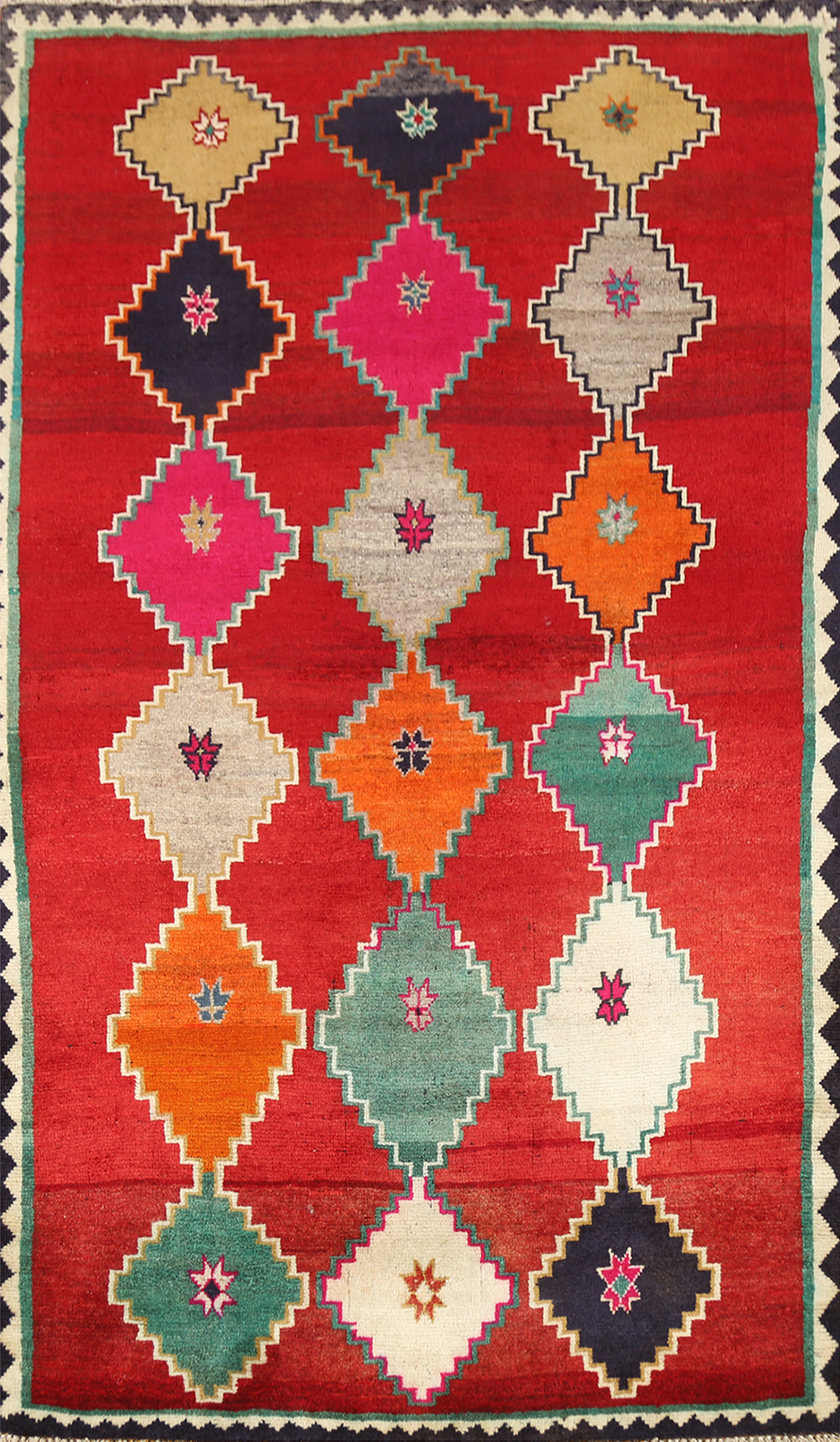 Vintage Nomadic Geometric Gabbeh Area Rug 4×6 Wool Hand-knotted Tribal Carpet