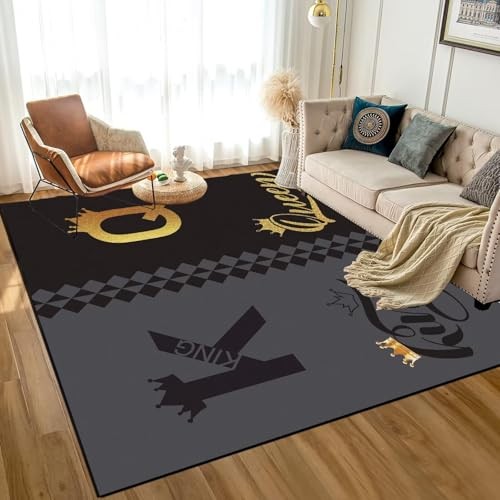 5′ X 7′ Queen and King Rug Black Grey Area Rugs Dining Living Room Bedroom