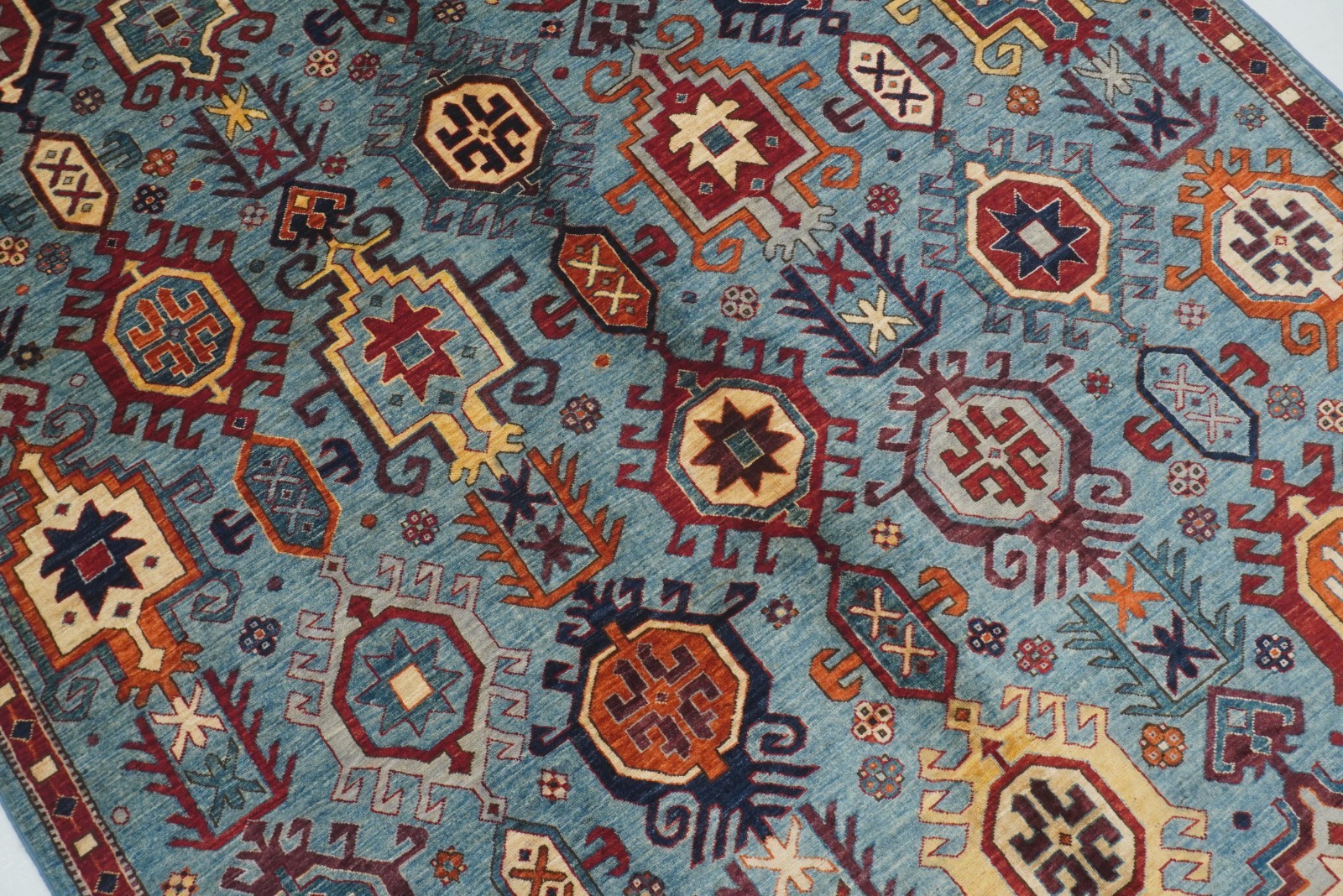 5×7 ft Blue Oushak Afghan Hand Knotted Wool Area Rug