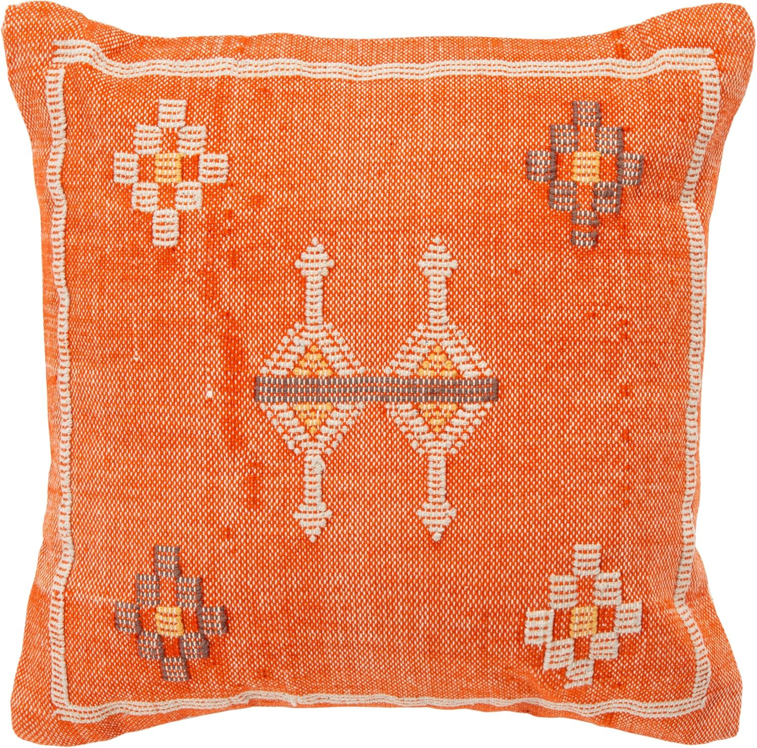 Home Collection Pyrra Moroccan Boho Tribal Southwestern Orange 18-Inch Square De