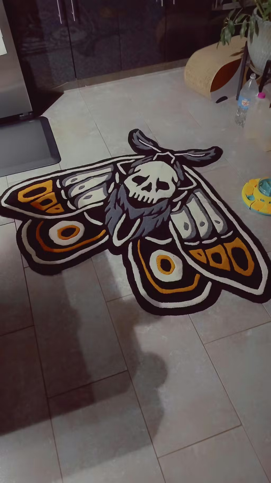 Death Moth Rug – Gothic Tattoo Decor – Inked Rugs