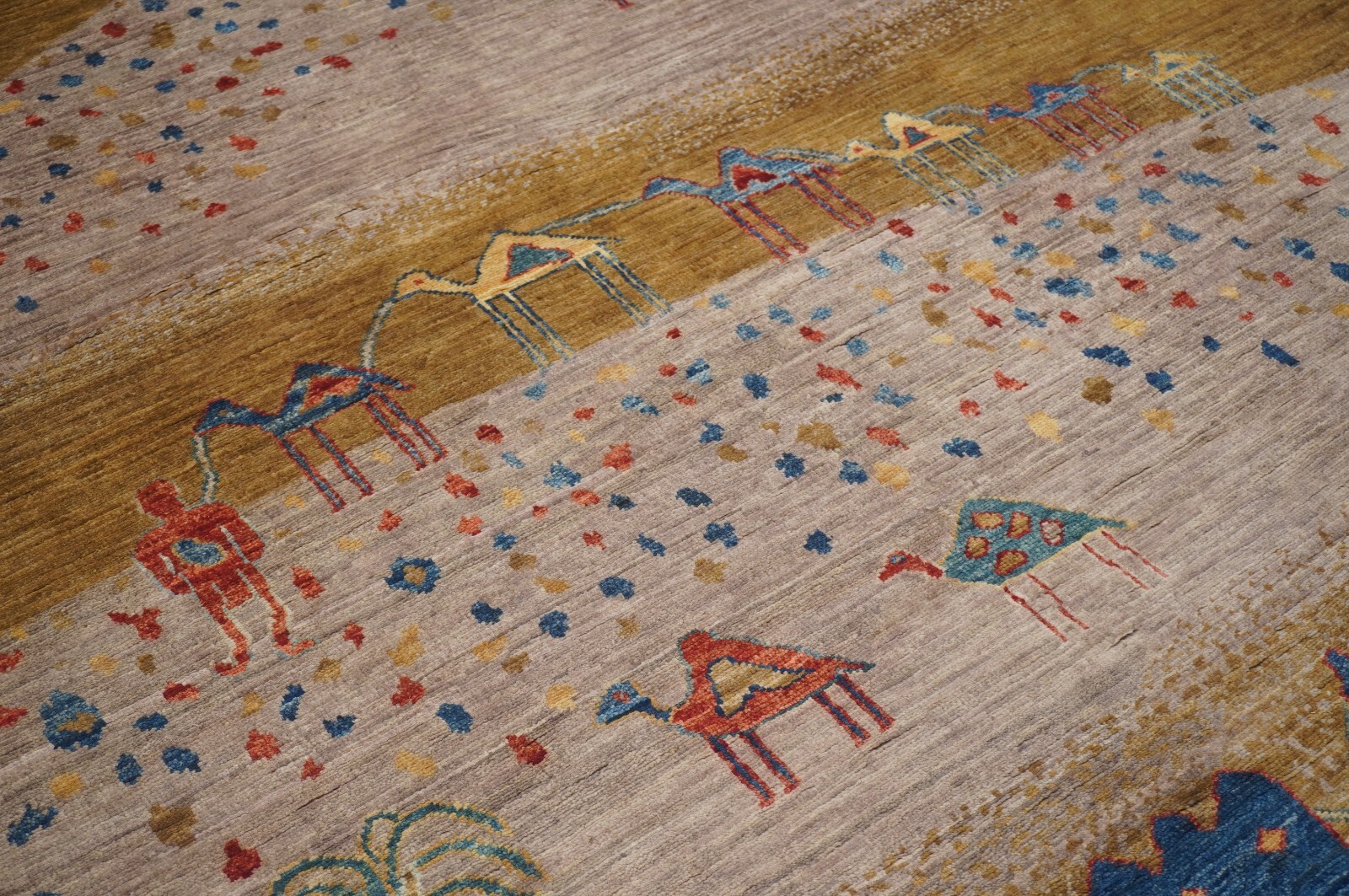 10 x 14 ft Brown Gray Gabbeh Afghan Hand Knotted Wool Tribal Landscape Rug