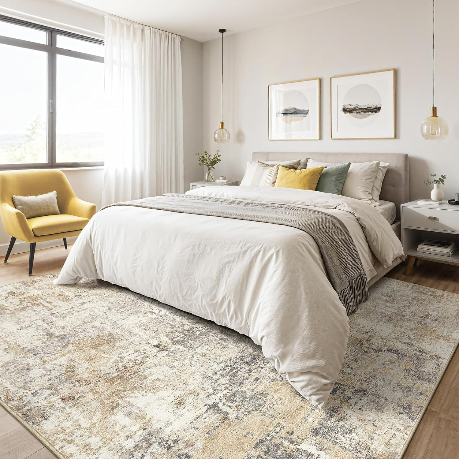 Large Washable Abstract Area Rug – Soft Non-Slip Carpet for Home & Office