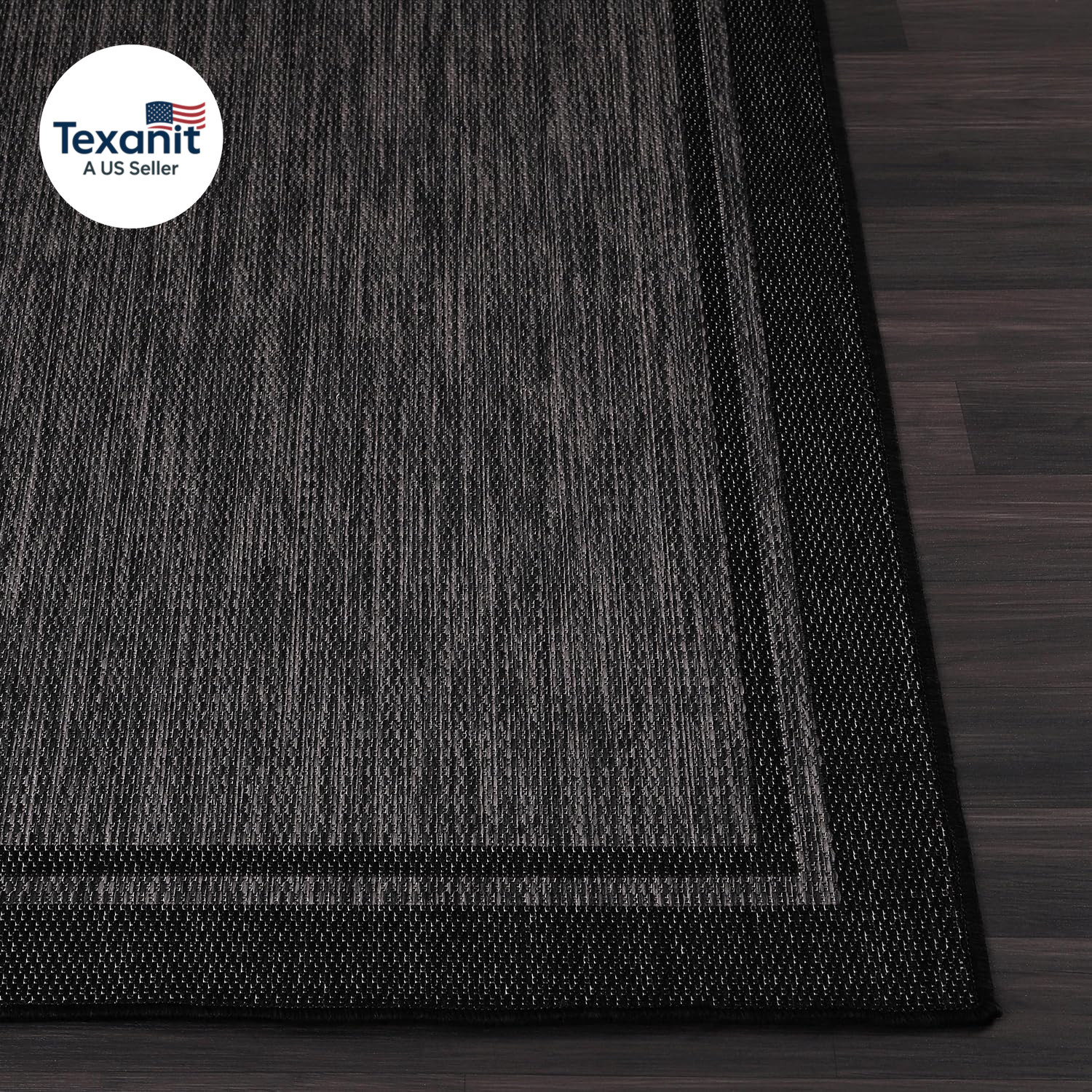 Indoor Outdoor Rug, 9X12 Bordered Dark Grey Black Modern Large Area Rugs for Ind