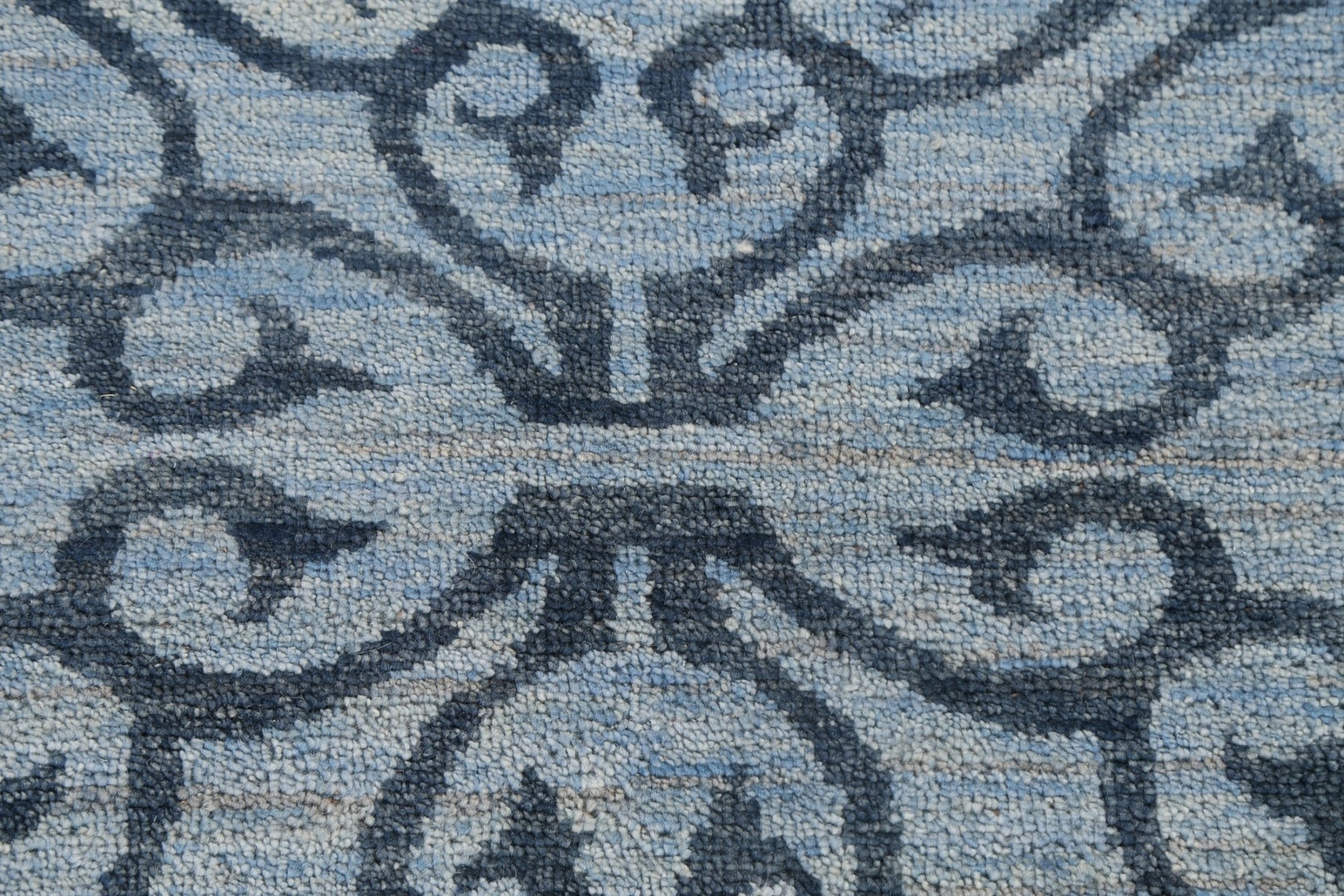 Blue Geometric Art & Craft Contemporary 8×9 Area Rug Plush Wool Handmade Carpet