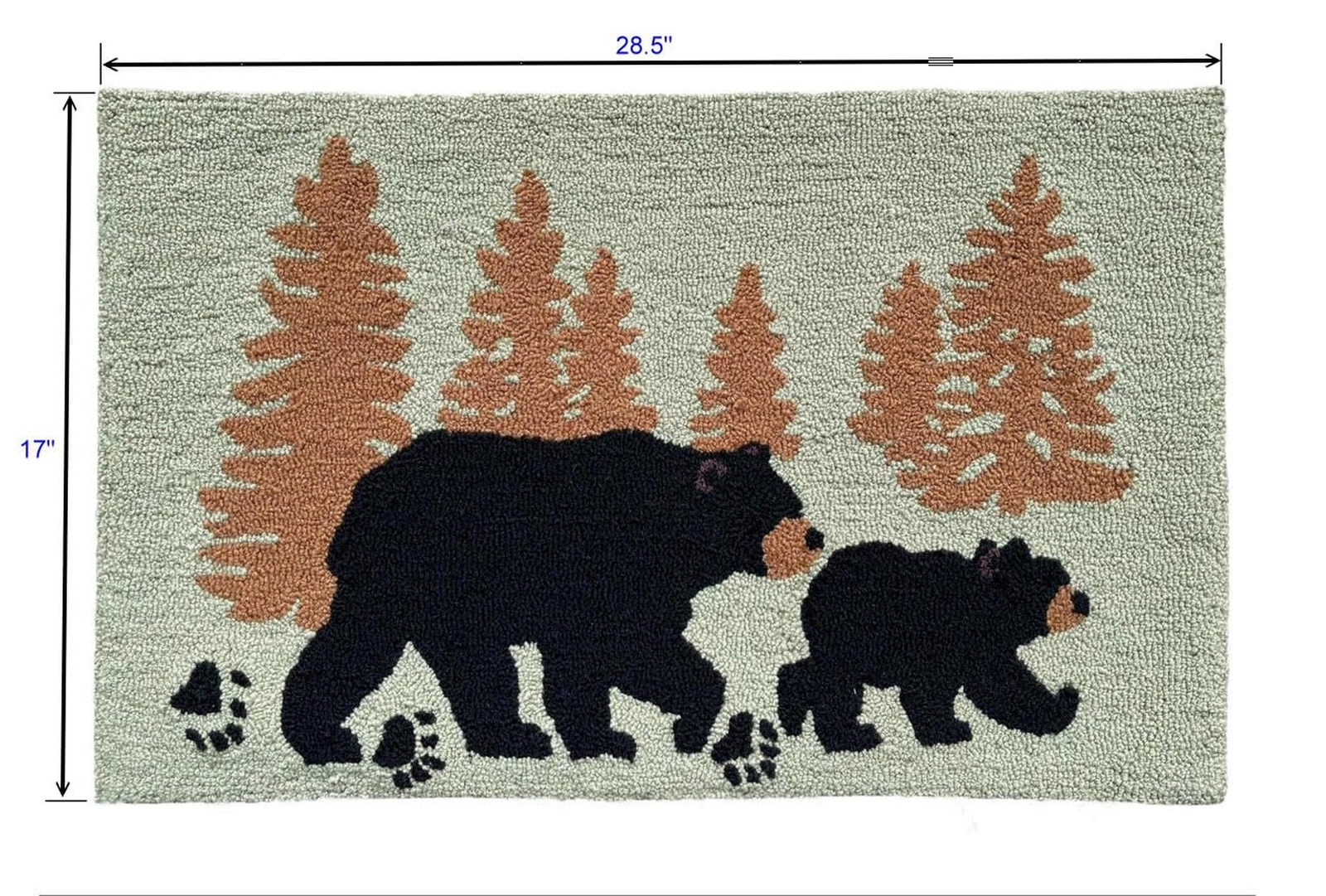 Woodland Bear Tree Silhouette Hand-Hooked Accent Rug 28.5 X 17 Inches for Hom…