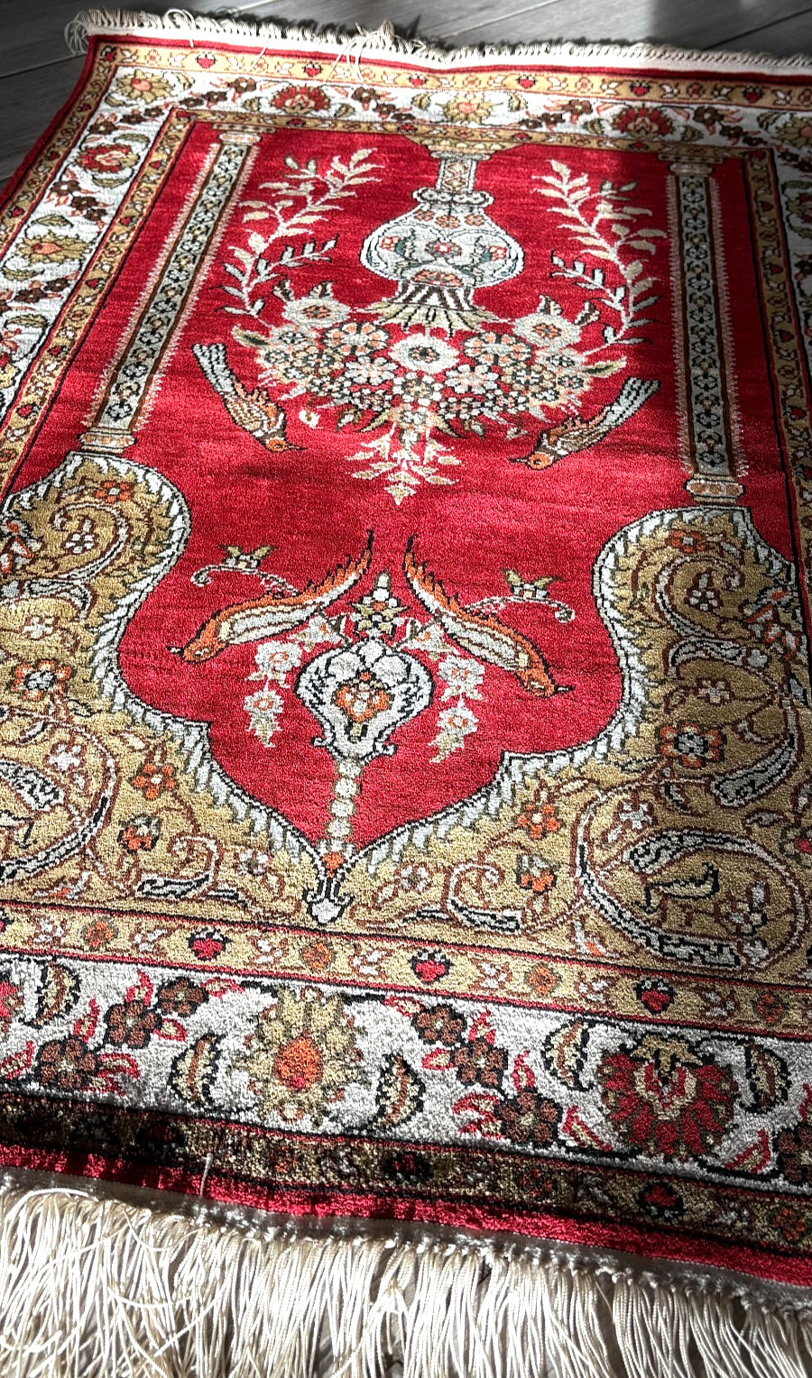 Handmade Silk on Silk Carpet 3 Million Knots Fine Hand 81×54 cm
