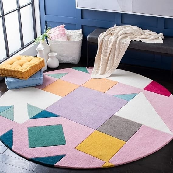 New Handmade Multicolor Round Rug 3×3, 4×4, 5×5, 6×6, 7×7, 8×8, 9×9, 10×10