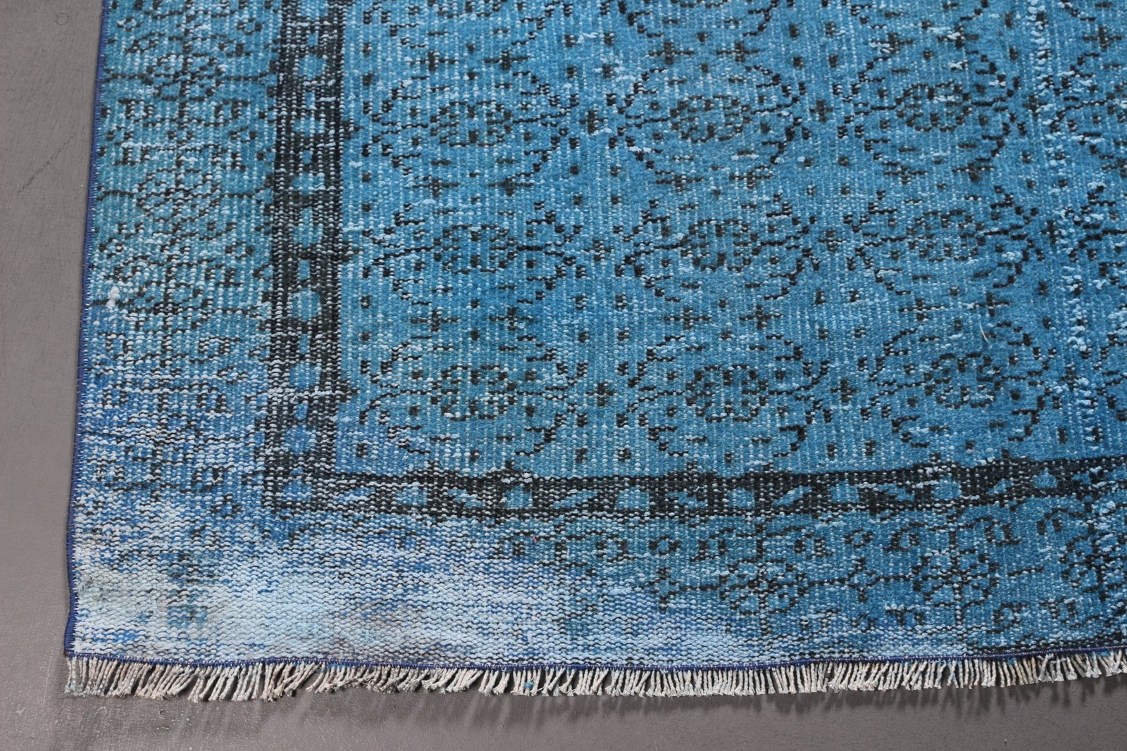 4,9×8,9 ft Rug, Vintage Turkish Rug, Blue Wool Rug