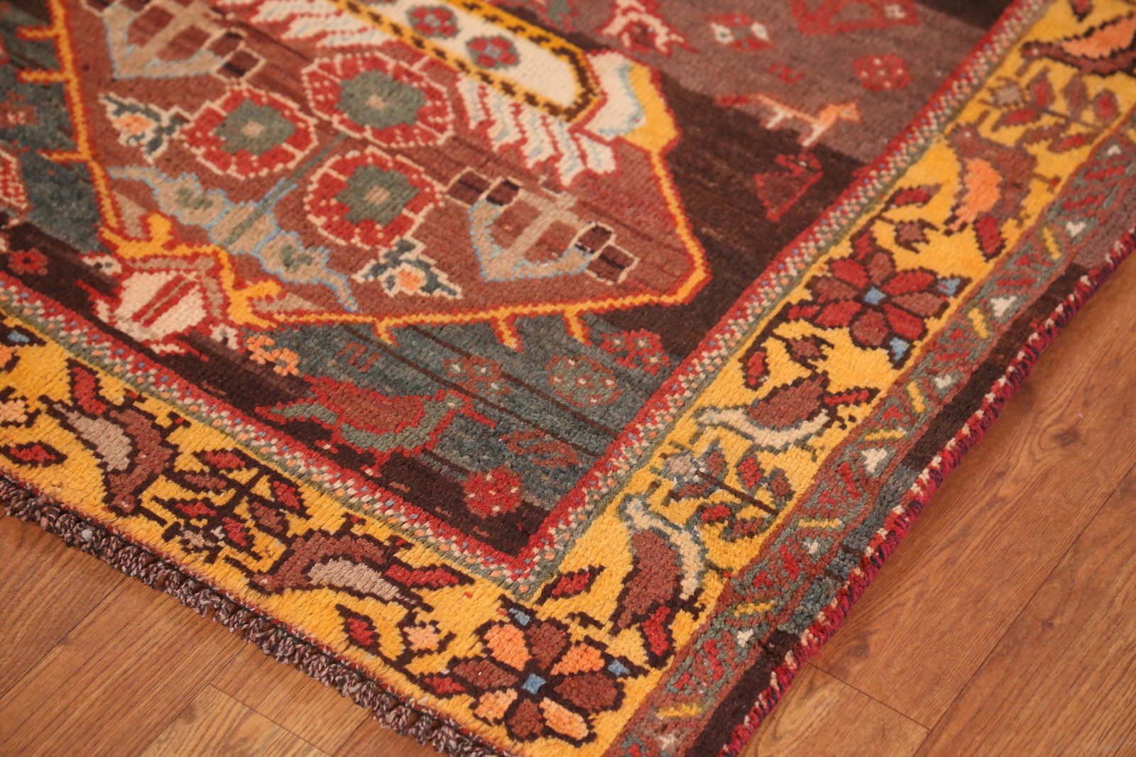 Animals Design Tribal Wool Hand-knotted Red/ Orange Living Room Area Rug 6×8