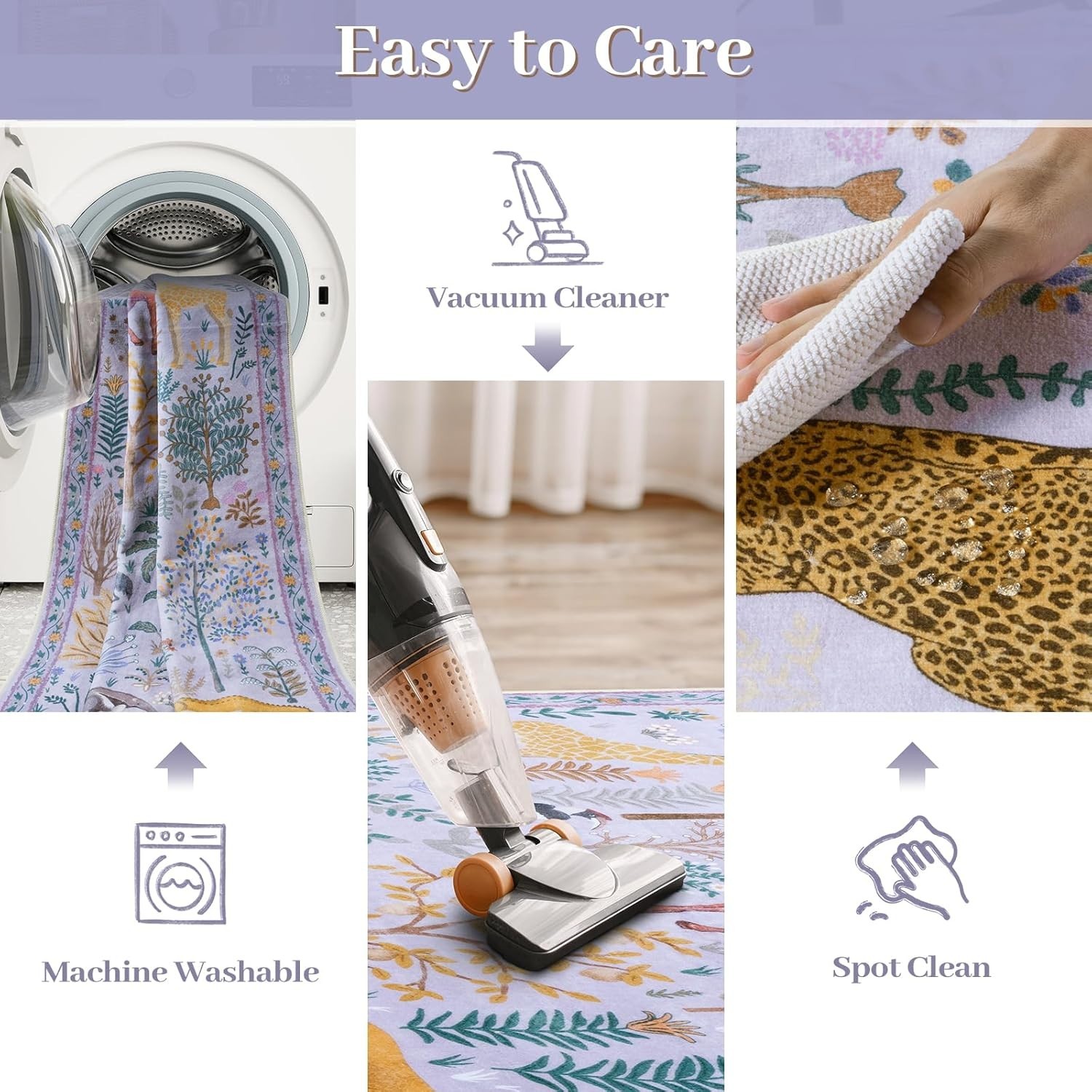 5×7 Animal Print Nursery Rug Washable Non Slip Kids Room Bedroom Carpet