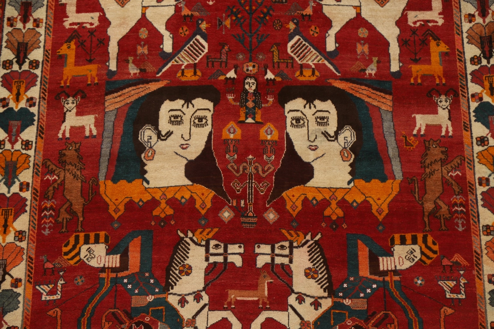 Vintage Tribal Pictorial Kasshkoli Area Rug 6×8 Wool Hand-made Traditional Ru