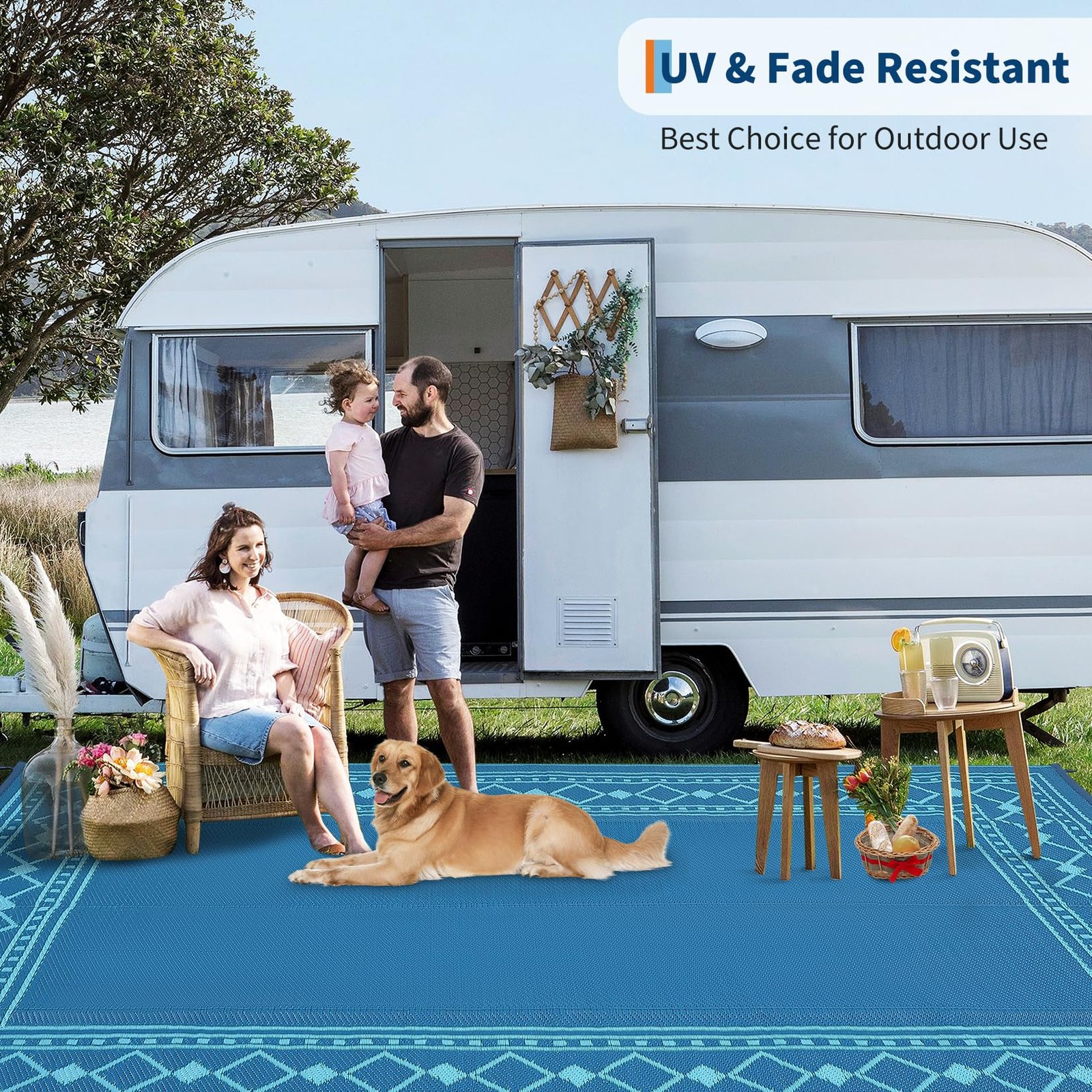 8×10/9×12/9×18/10×14 FT Portable Waterproof Outdoor RV Rug/Mat for Camping/Beach