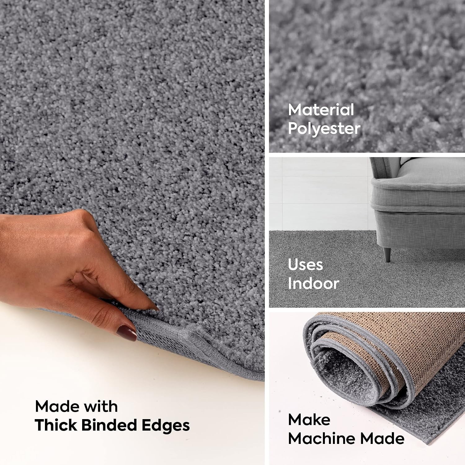Ambiant Broadway Collection Pet Friendly Area Rugs Grey – 2′ x 3′ Rectangle
