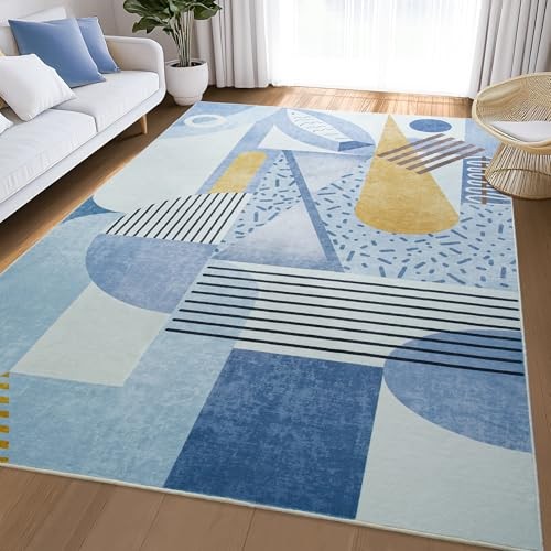 Area Rug for Living Room, 6×9 Indoor Carpet for Bedroom 6 X 9 Feet Blue