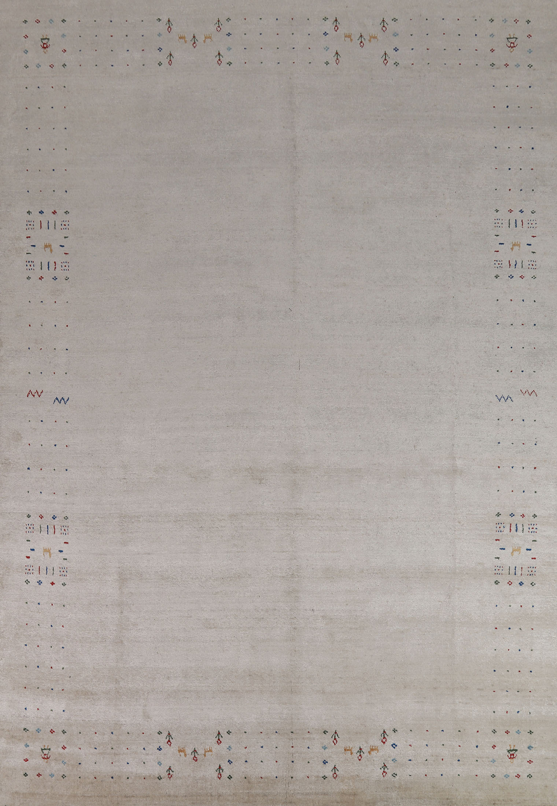 Ivory Gabbeh Area Rug Hand-knotted Silk Rug 9×11 ft