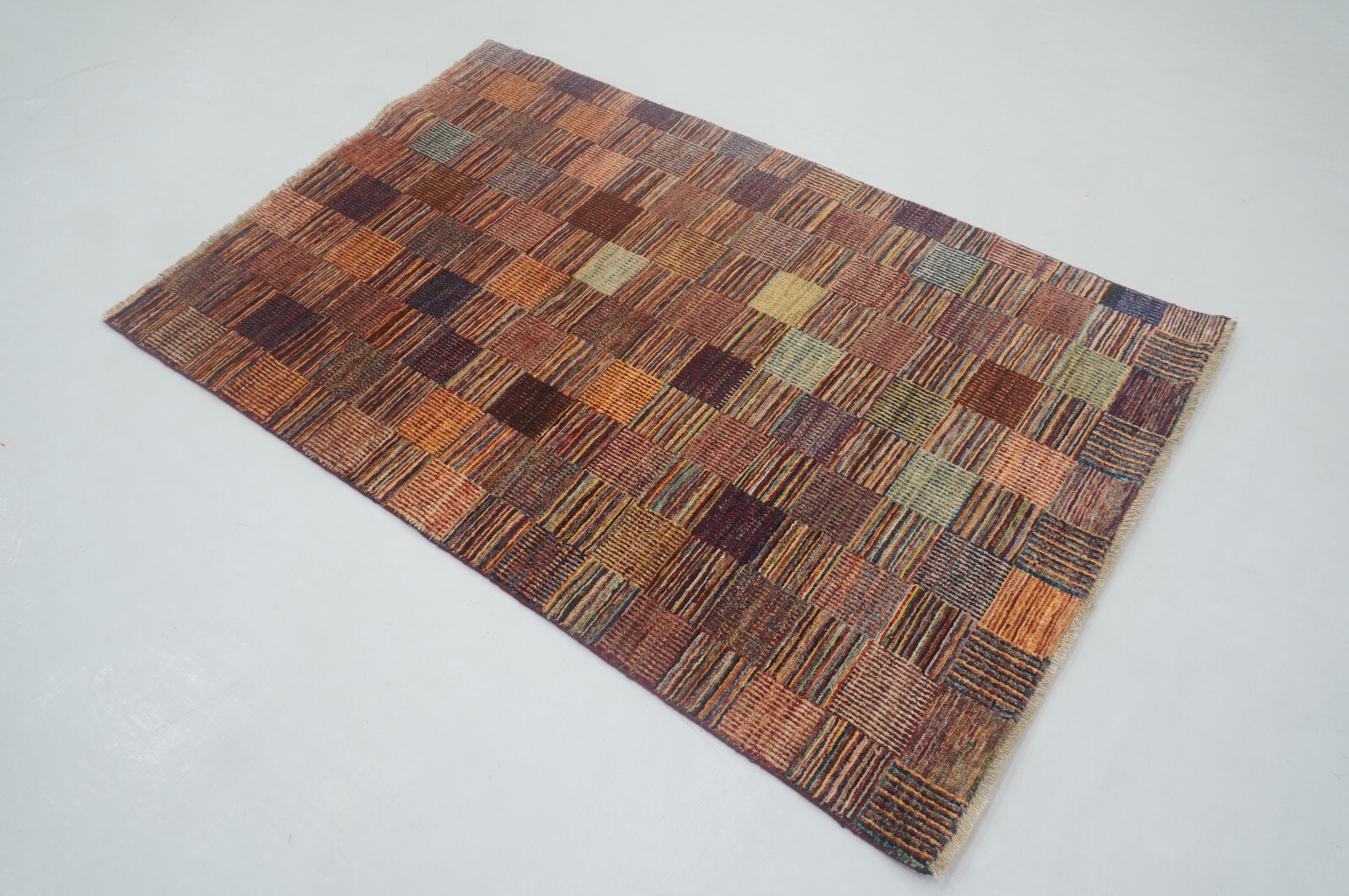 3 x 5 ft Multicolor Weave Pattern Gabbeh Afghan Hand Knotted Rug