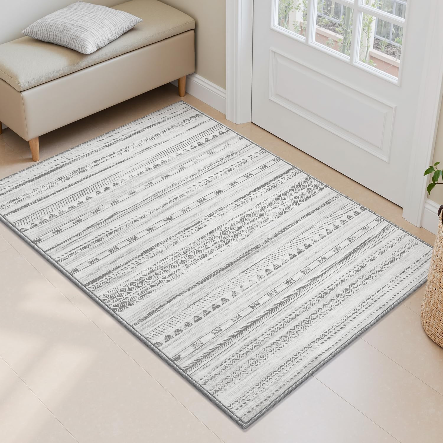 Small Area Rug-2×3 Entryway Rug Non Slip Washable Low Pile Indoor Door Mat Ne…