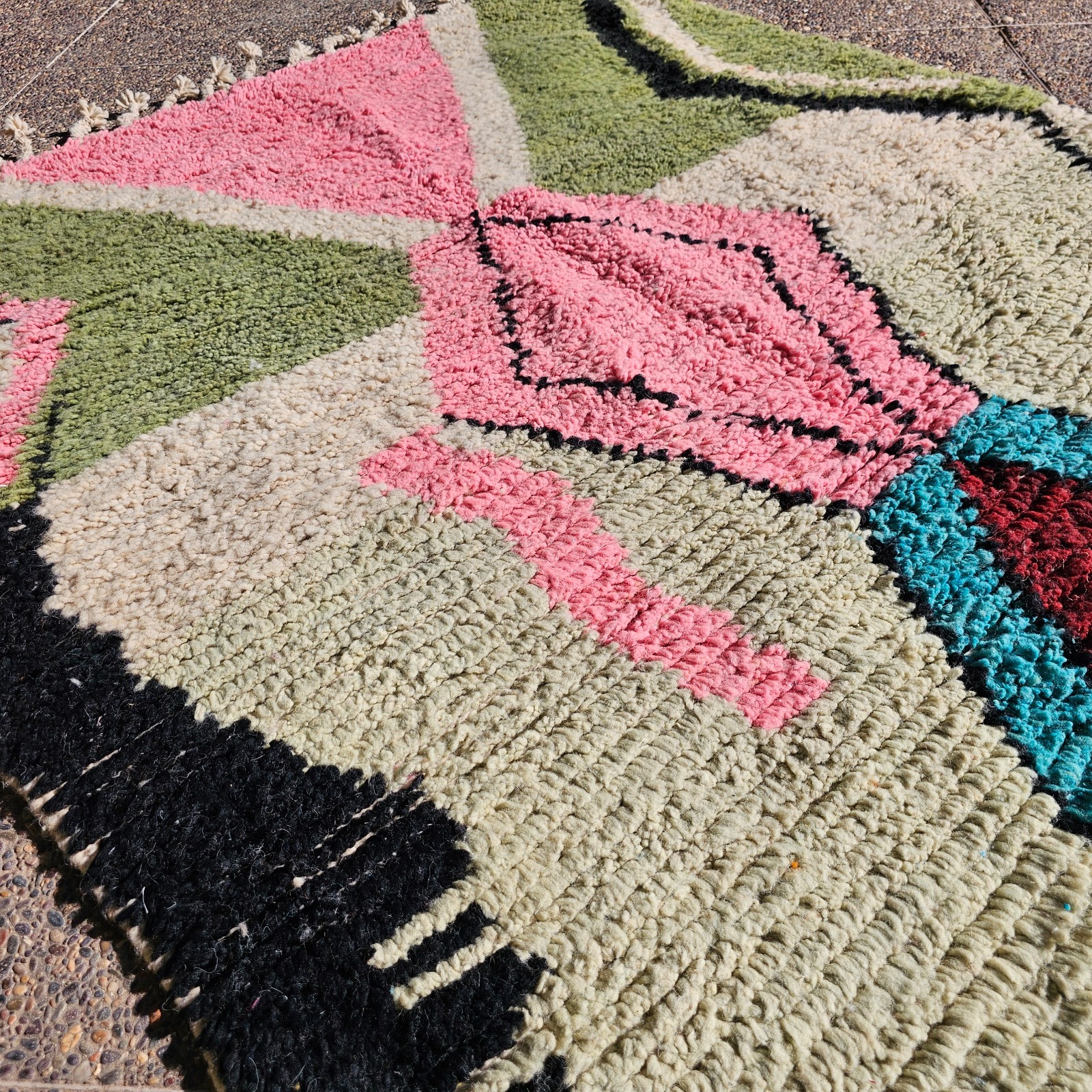 Pink and Teal Moroccan Rug 5×8 Colorful Boujad rugs Boho Chic Bedroom Carpet