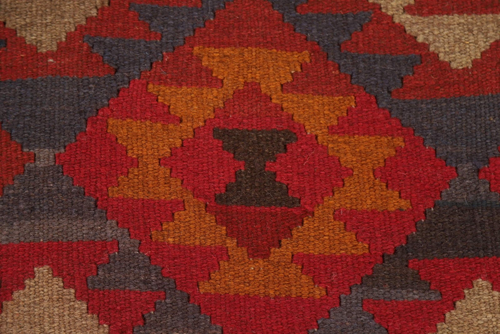 Geometric Kilim Reversible Wool Area Rug Living Room Hand-Woven Carpet 7×10