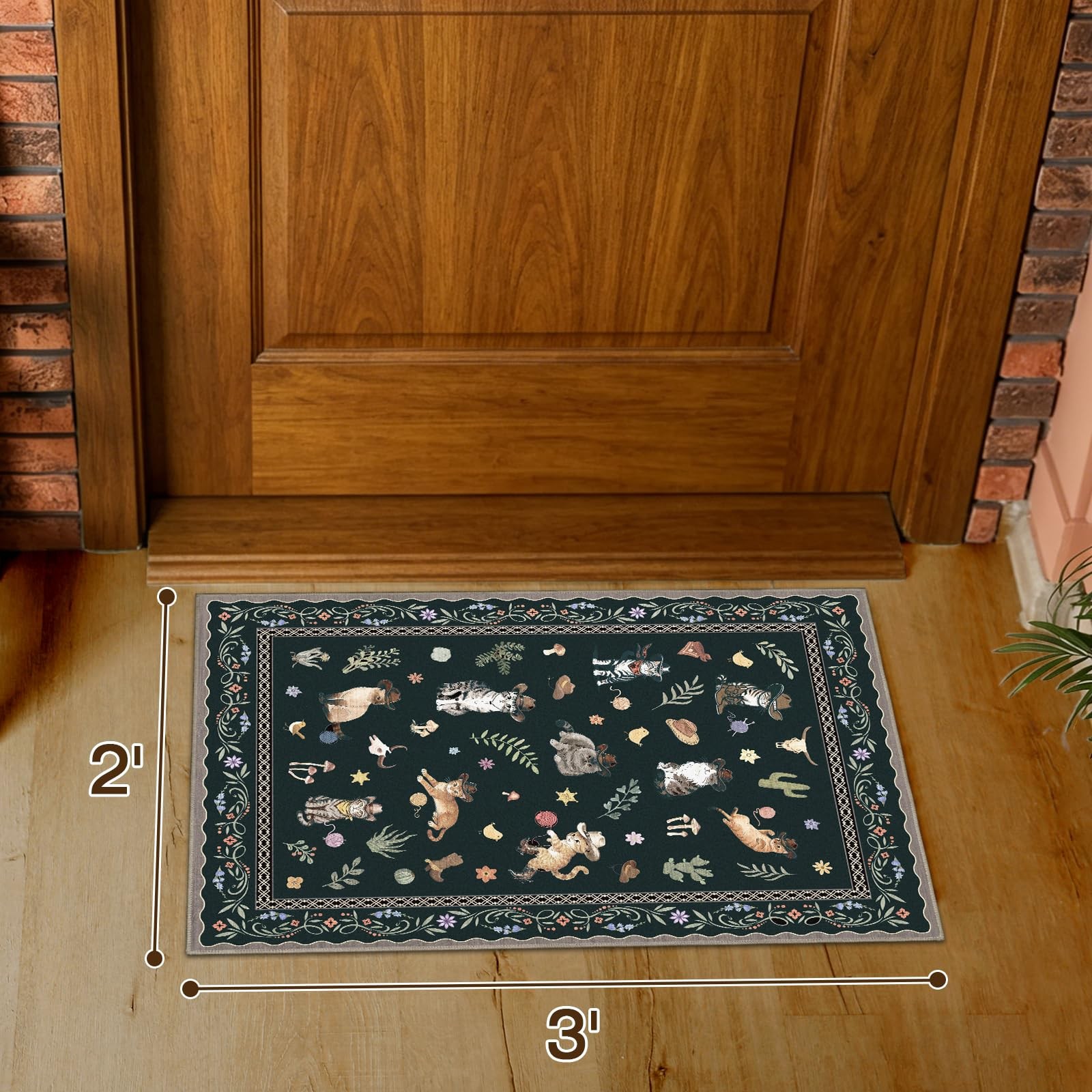 Acetiamin 2×3 Entryway Rug, Cute Western Cat Machine Washable Small Area Rug …