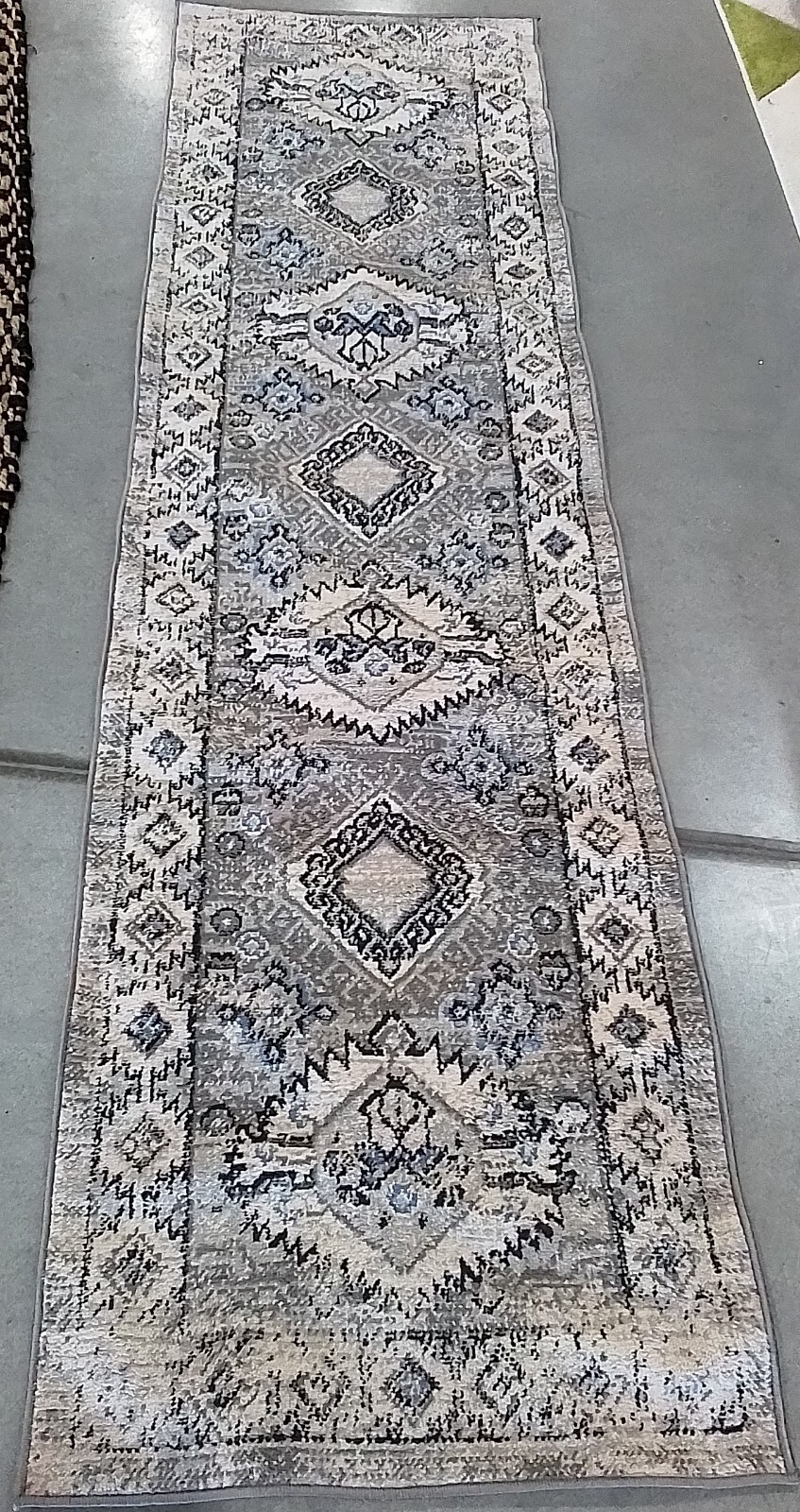 GREY / LT BLUE 2′-2″ x 8′-0″ Back Stain Rug, Reduced Price 1172765710 ODY864G-28