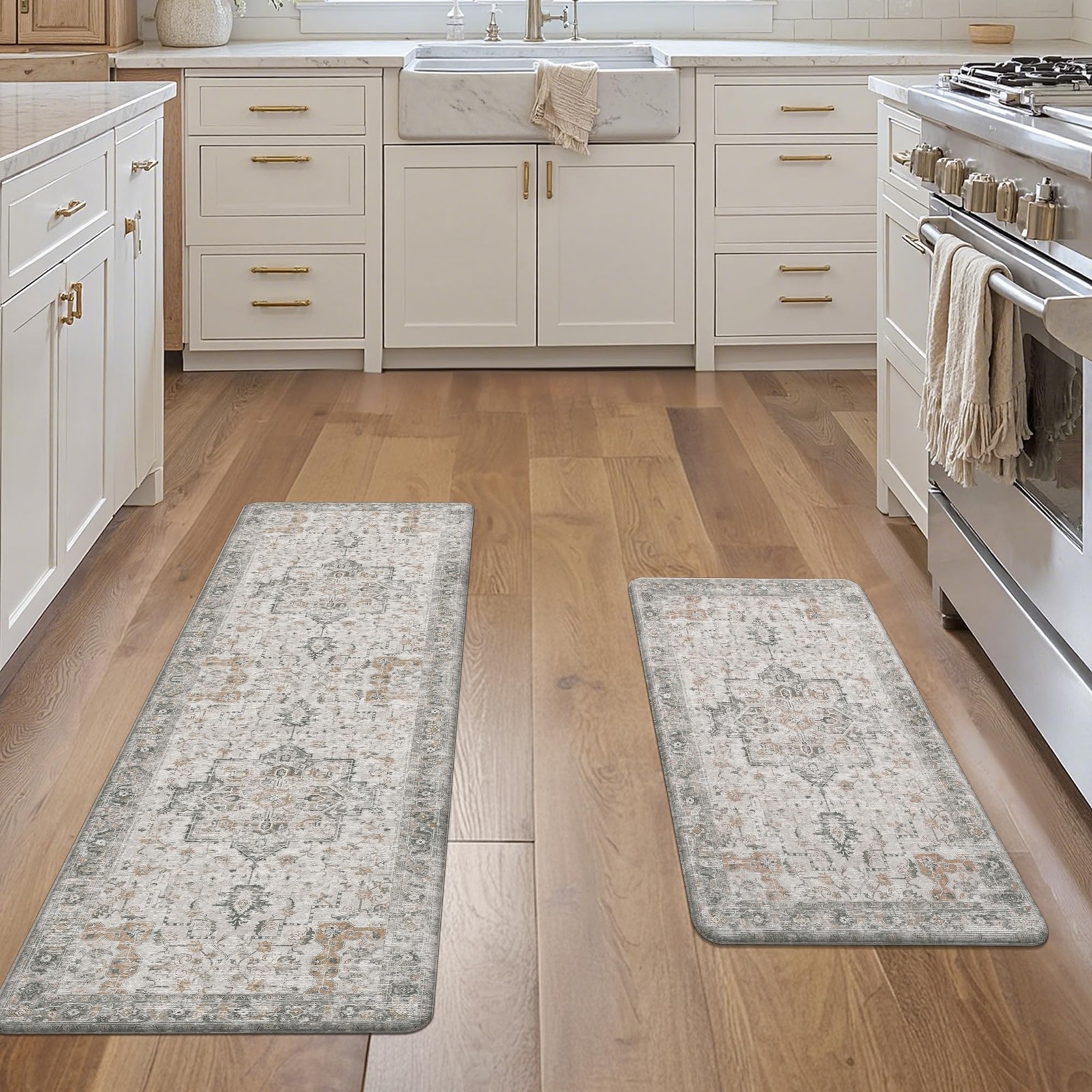 Standing Mat For Sink, Anti Fatigue, 2PCS, Light Taupe Brown