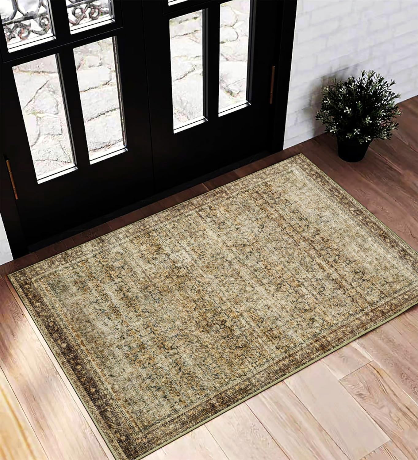 Machine Washable 2×3 Vintage Floral Rug – Cozy & Stylish Carpet for Living Space
