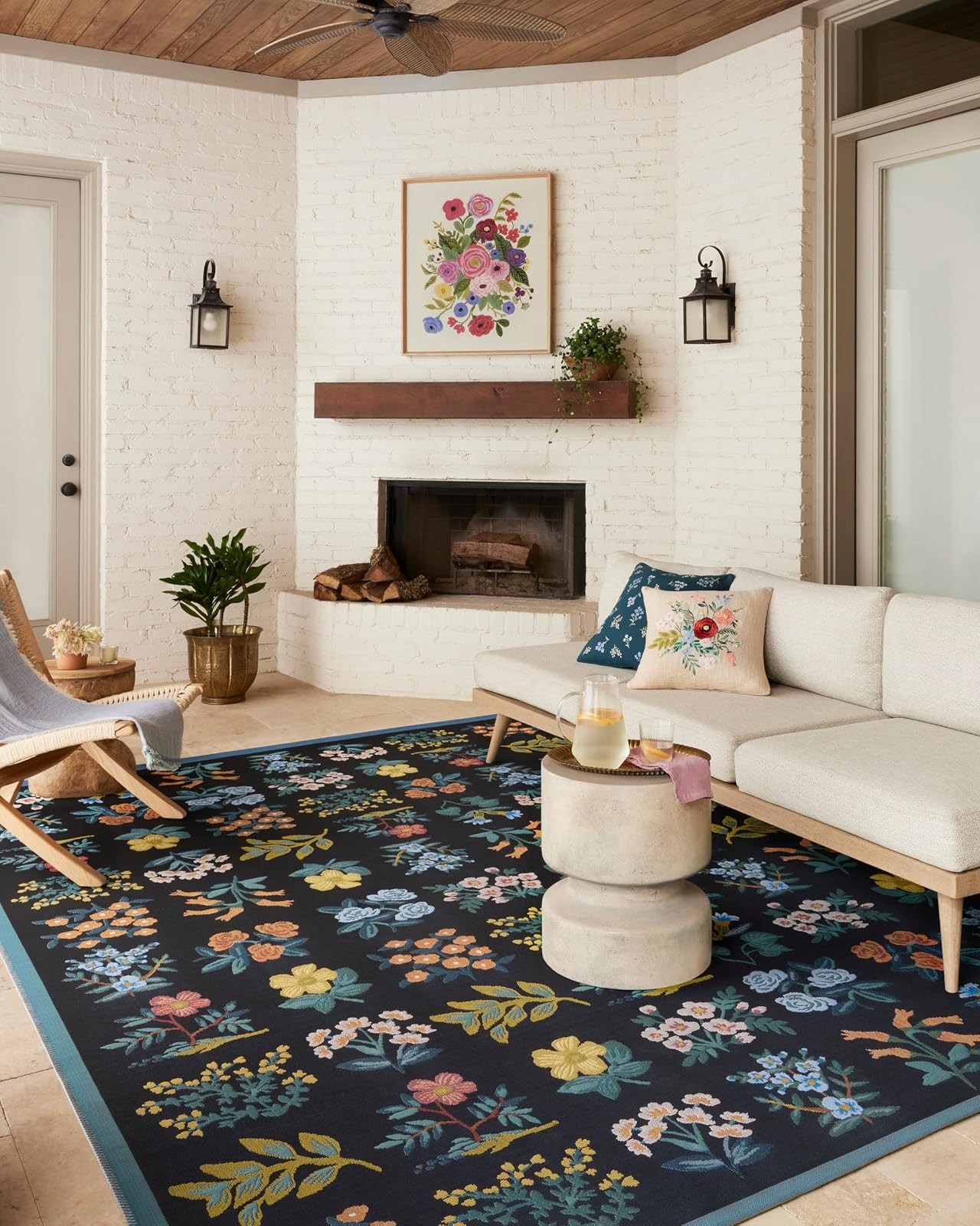 Loloi Rifle Paper Co Perennial Rug 5×7.8 Indoor Outdoor