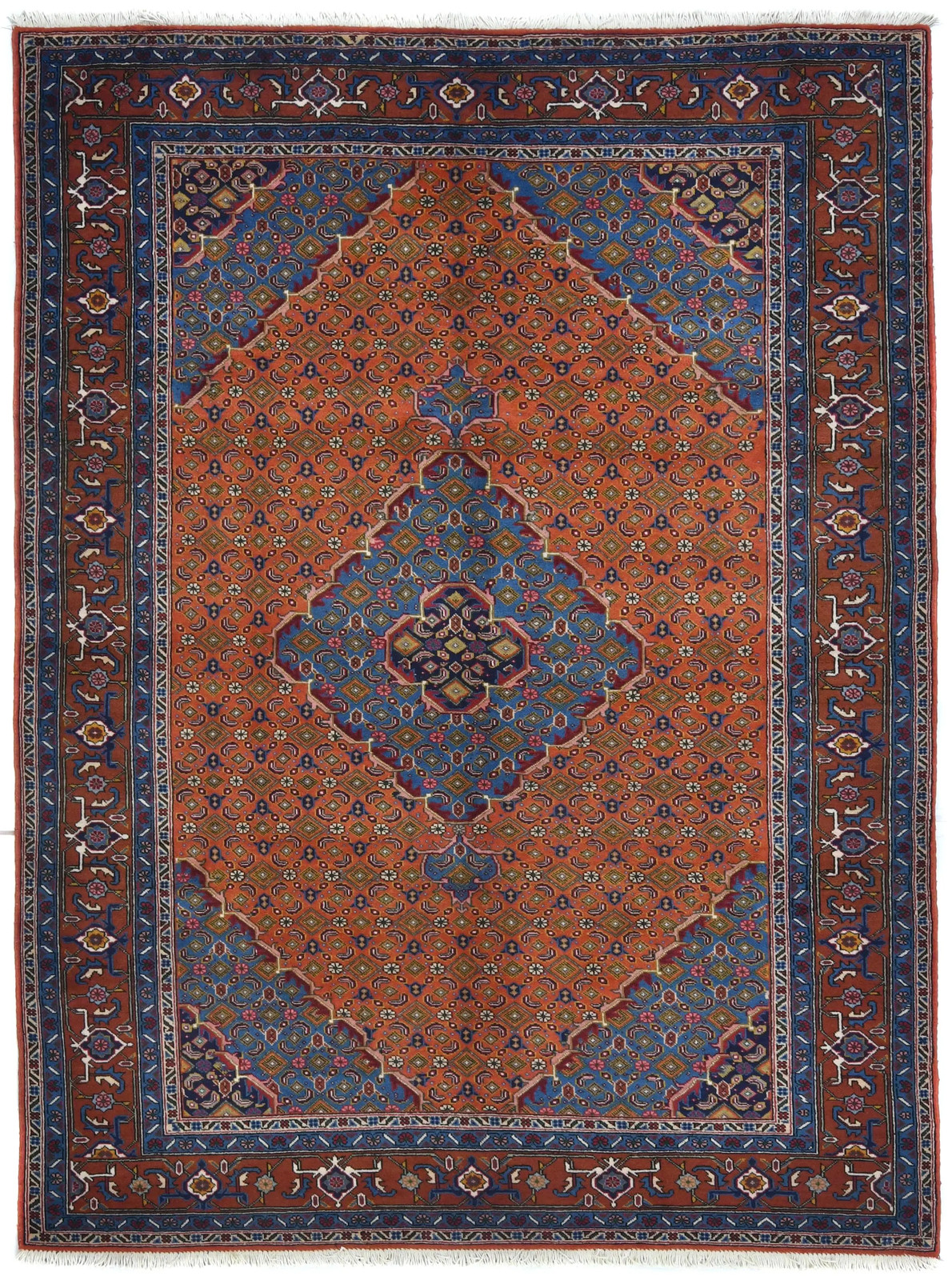 Vintage Wool Oriental Rug Hand-Knotted Classic Living Room Carpet 6’7X9’4